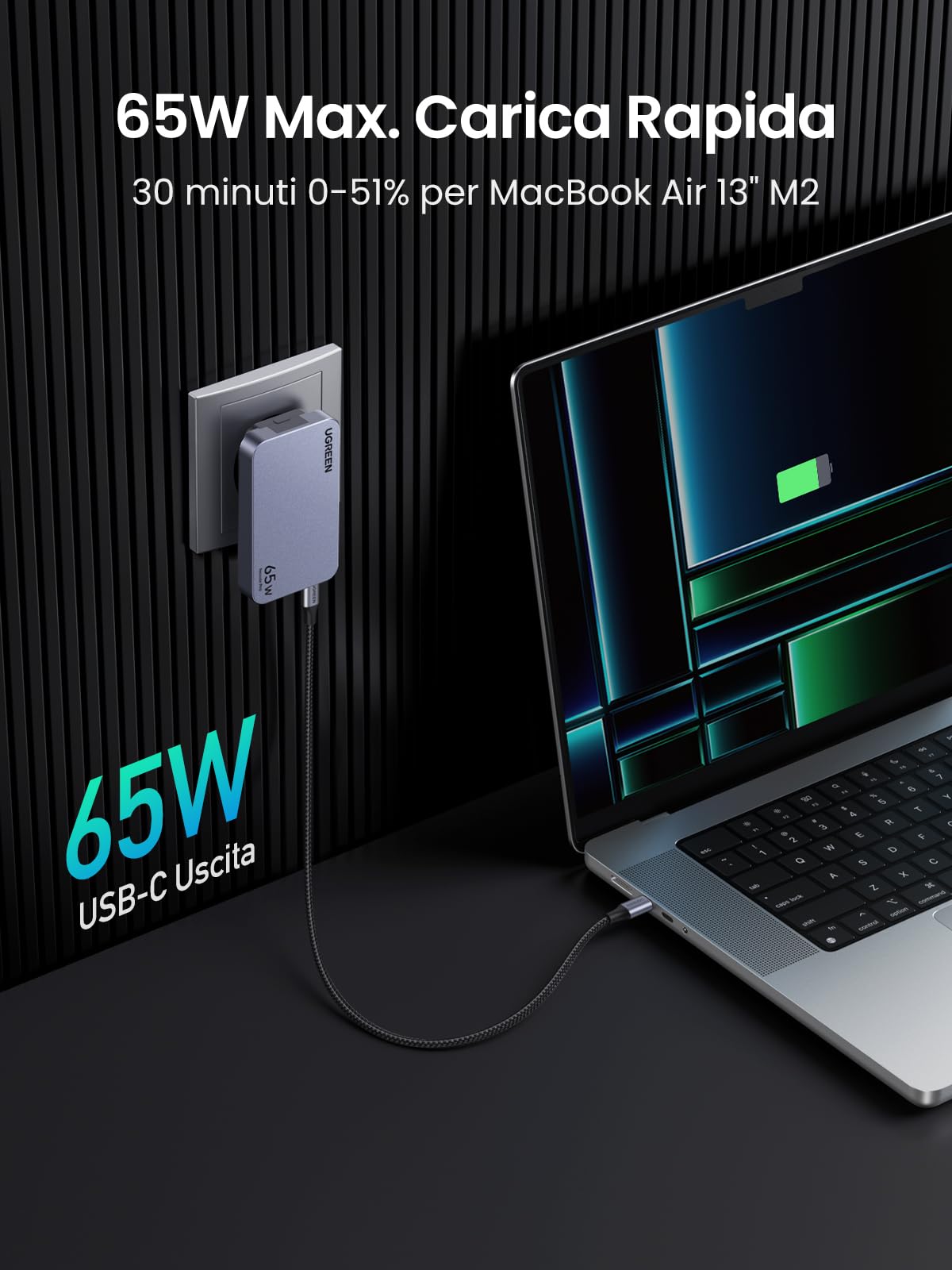 UGREEN Nexode PRO Caricatore Ultra Sottile 65W, Adattatore Caricabatteria da Viaggio Universale Compatibile con Galaxy S25/ S24, MacBook, iPad, iPhone 17 Pro Max Air/Serie 16-12, Steam Deck