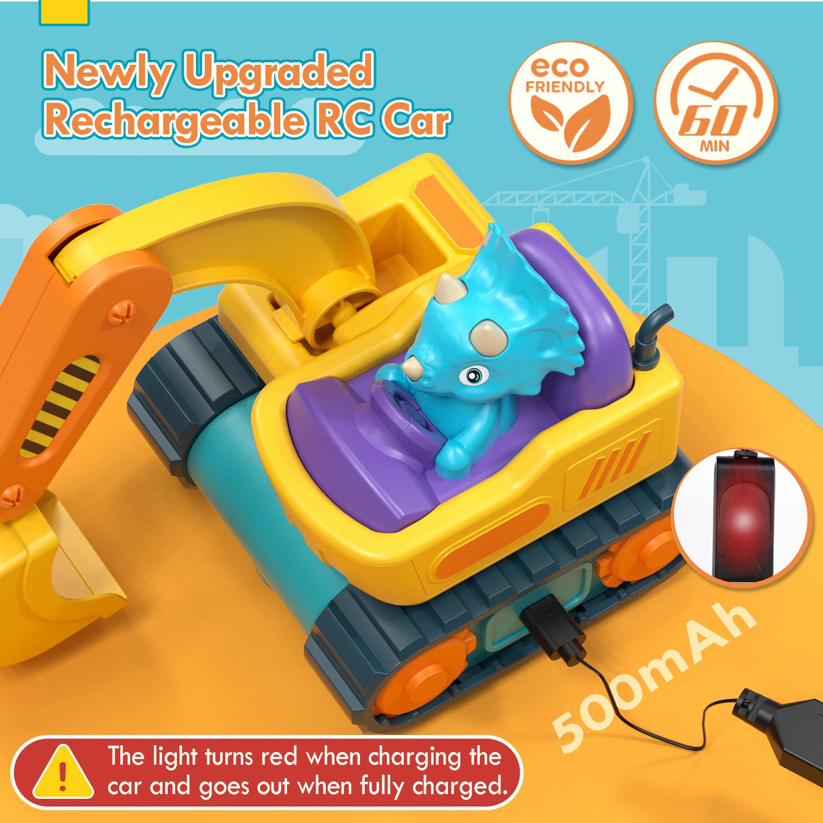 SOGAWEBB Toy for 1 2 3 Year Old Boys Gifts, Dinosaur Remote Control Digger 1 2 Year Old Boys Girls Toys - Image 2