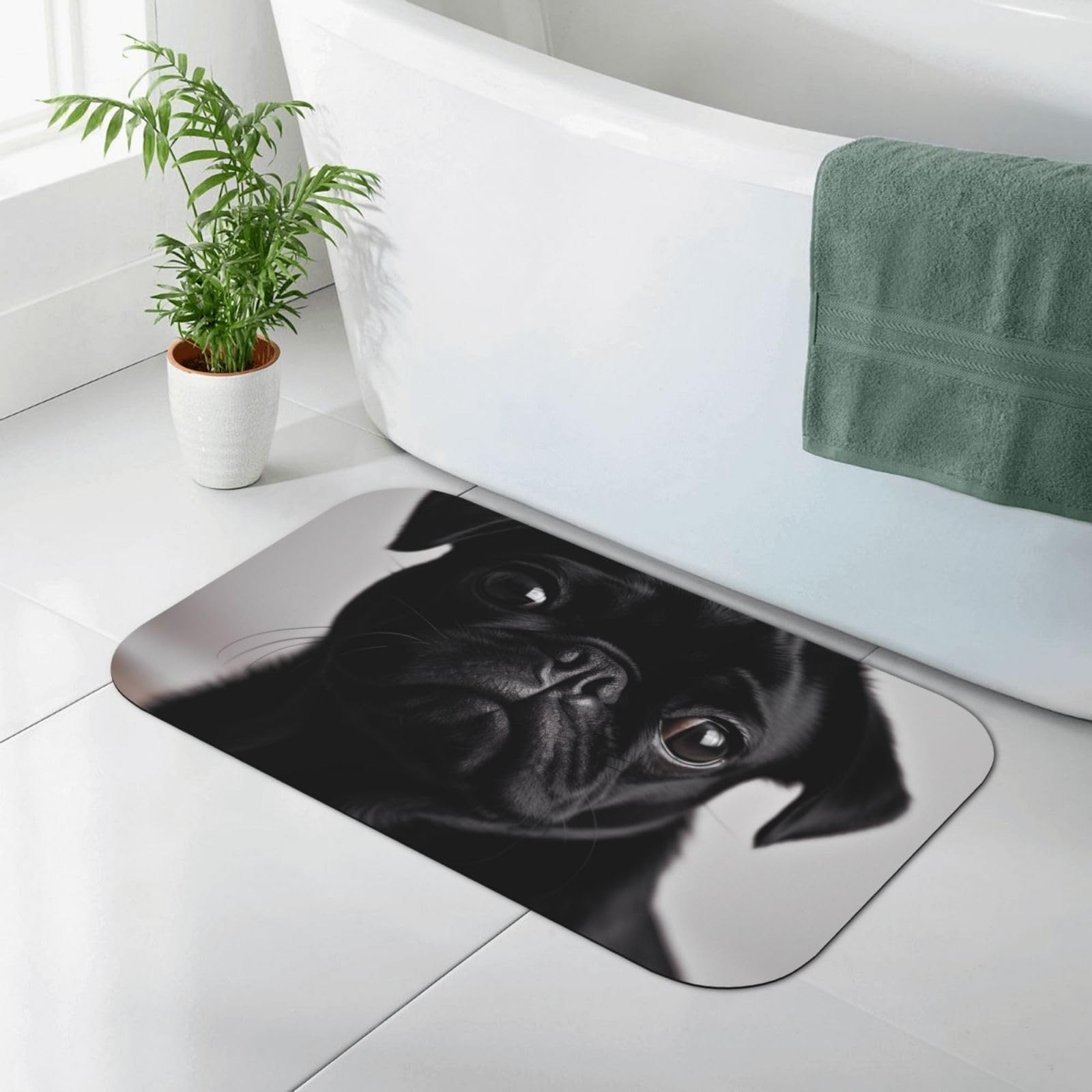 Tapis de bain carlin noir de qualité supérieure absorbant 80 x 50 cm