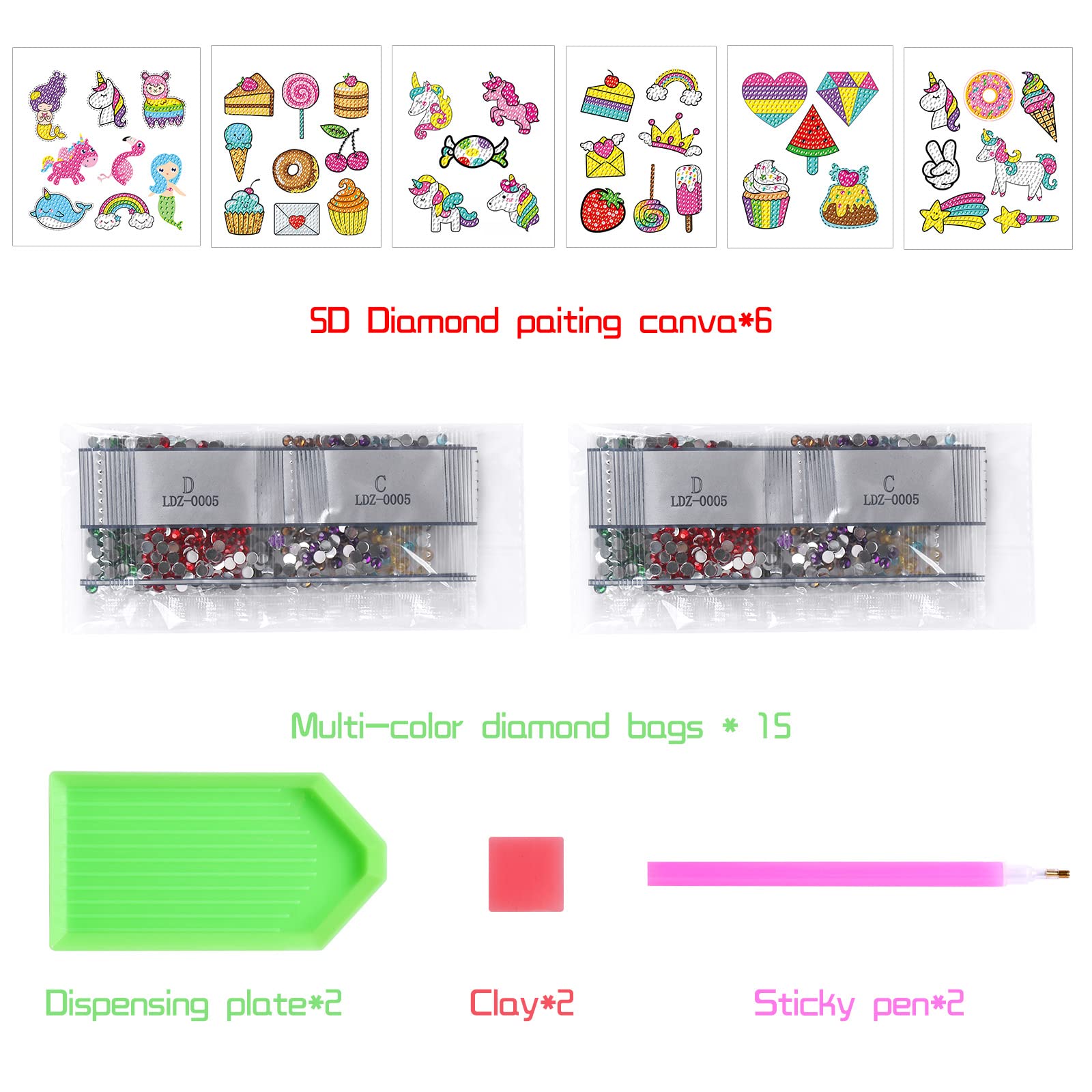 MEIEST Kit Adesivi 5D Diamanti Per Bambini – 40 Pezzi Animali E Sirene, Fai Da Te, Regalo Creativo - 3