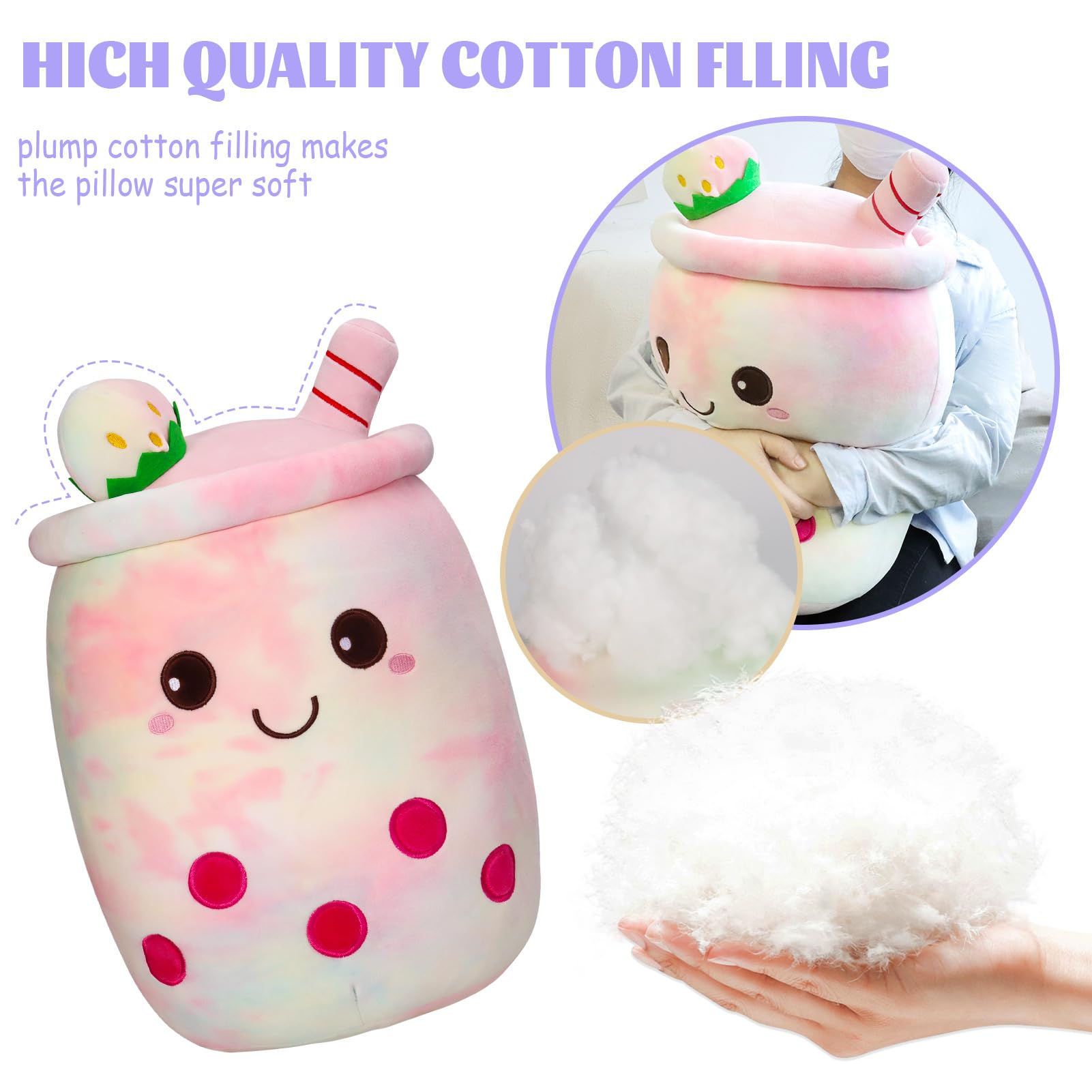 HXPLN Bubble Tea Plush Pillow, 50cm Giant Boba Plush Cute Plushies - Image 3