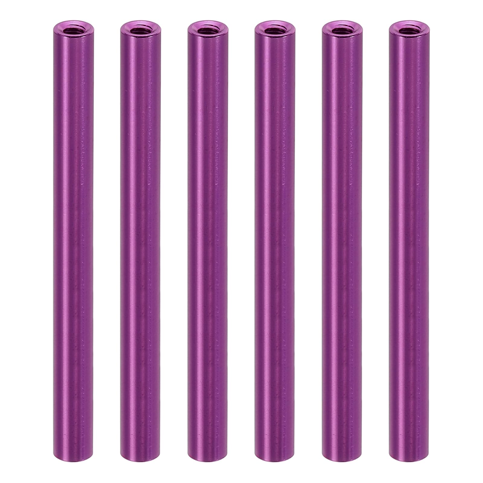 PATIKIL 6pcs M3 Metal Threaded Standoff Spacer Nuts, Round Aluminum Spacers Female Coupling Screws, 1/8" ID x 3/16" OD, Purple 3x5x60mm
