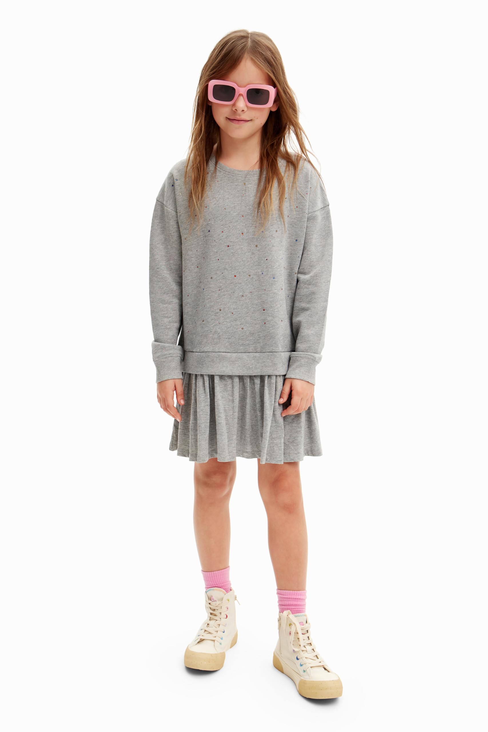 Desigual Black Girl's Knit Dress Long Sleeve, Size 10 Years