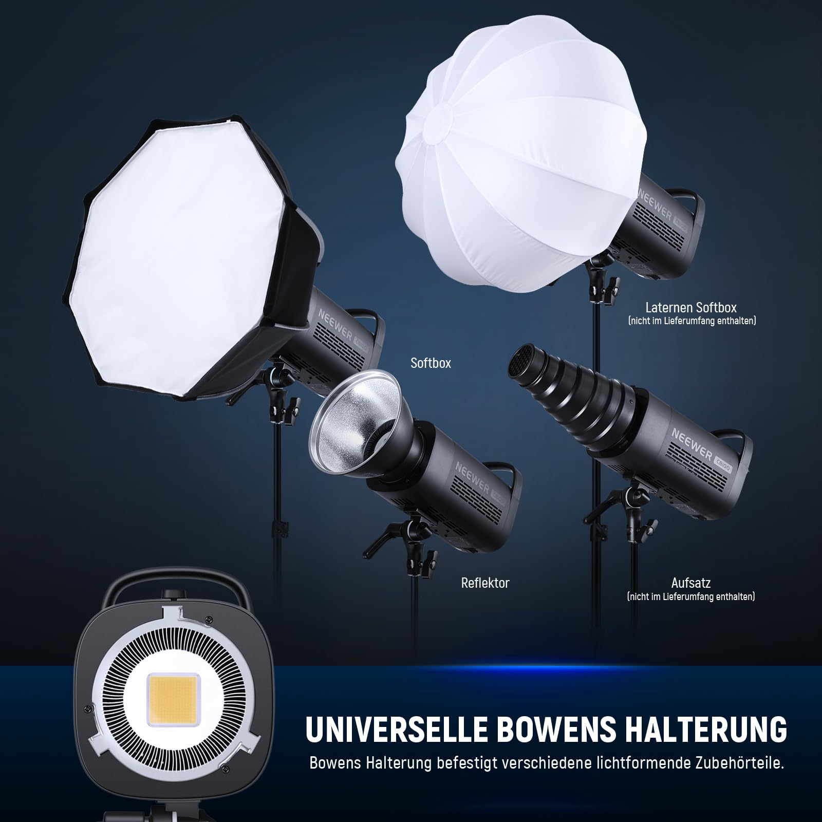 NEEWER CB100 100W LED Video Light, 5600K Bowens Holder COB