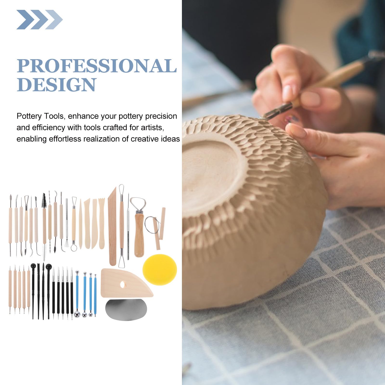 Kit de Herramientas de Arcilla para Modelar y Cerámica Diseño Profesional, Reutilizable Larga Duración, Adecuado para Sesiones de Arte al Aire Libre y Cerámica