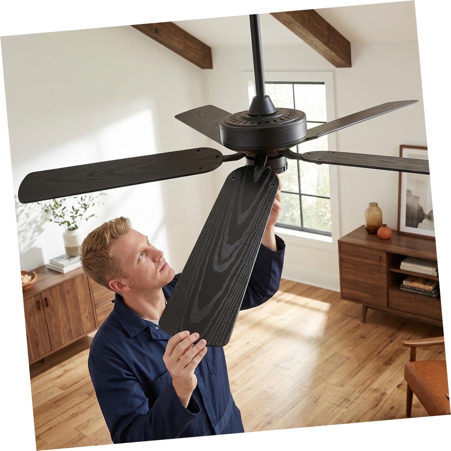 BESPORTBLE Aspas de plástico para ventilador de techo, 4 piezas, acabado imitación madera, 21 pulgadas, color negro, repuesto para ventiladores de 52 pulgadas, para varias habitaciones