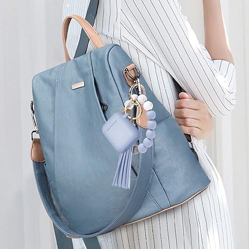 Miniatura 3 de Funda de silicona para Airpods, funda protectora de Wonjury con llavero de pulsera para mujeres y niñas, funda de carga para Air Pod 2 y 1, azul