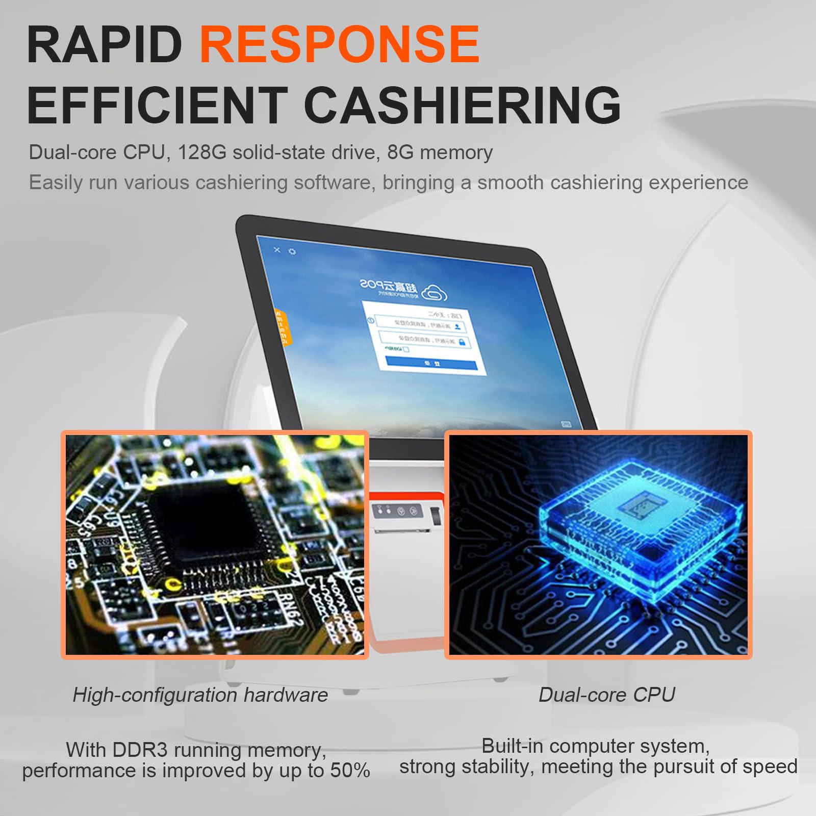 SHAHRYAR Caisse Enregistreuse Intelligente,Caisse Enregistreuse Tout-en-Un, Caisse Enregistreuse Tactile avec Caisse Et Clavier,Écran Tactile 15,6 Pouces, Blanc Noir,White