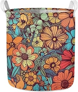 Xhuibop Hippie Floral Laundry Basket for Baby Girls Nursery Laundry Hamper Collapsible Storage Baskets with Handles Large Capacity Toys Storage Bins