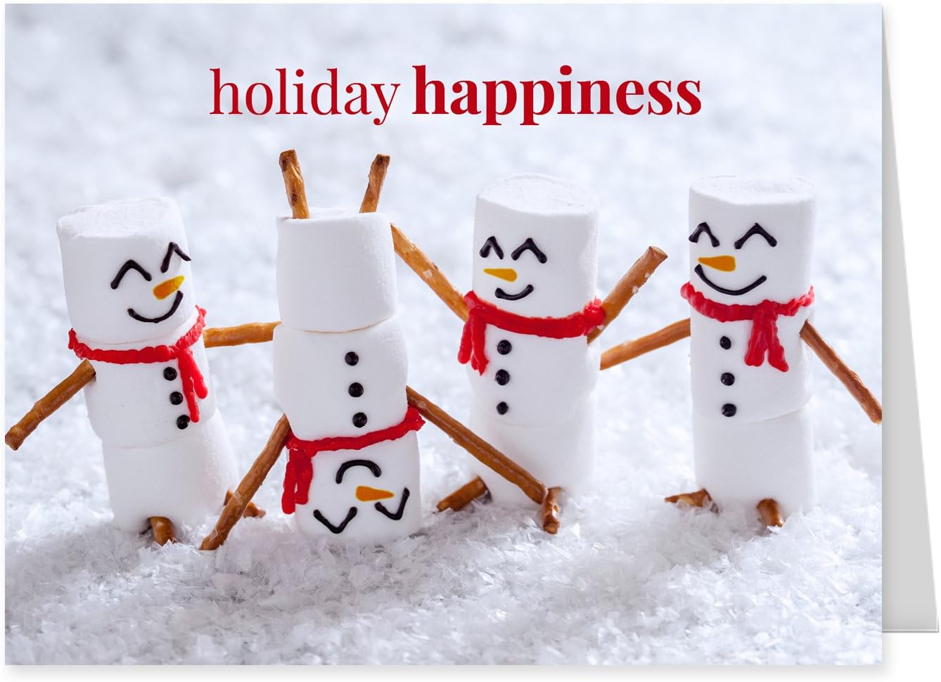Marshmallow Snowmen Holiday Card Pack - Set of 25 cards - 1 design, versed inside with envelopes