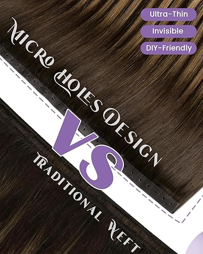 Miniatura 76 de LaaVoo Extensiones de cabello humano real para coser, extensiones de cabello humano de doble trama, color negro azabache, 18 pulgadas, 3.53 onzas