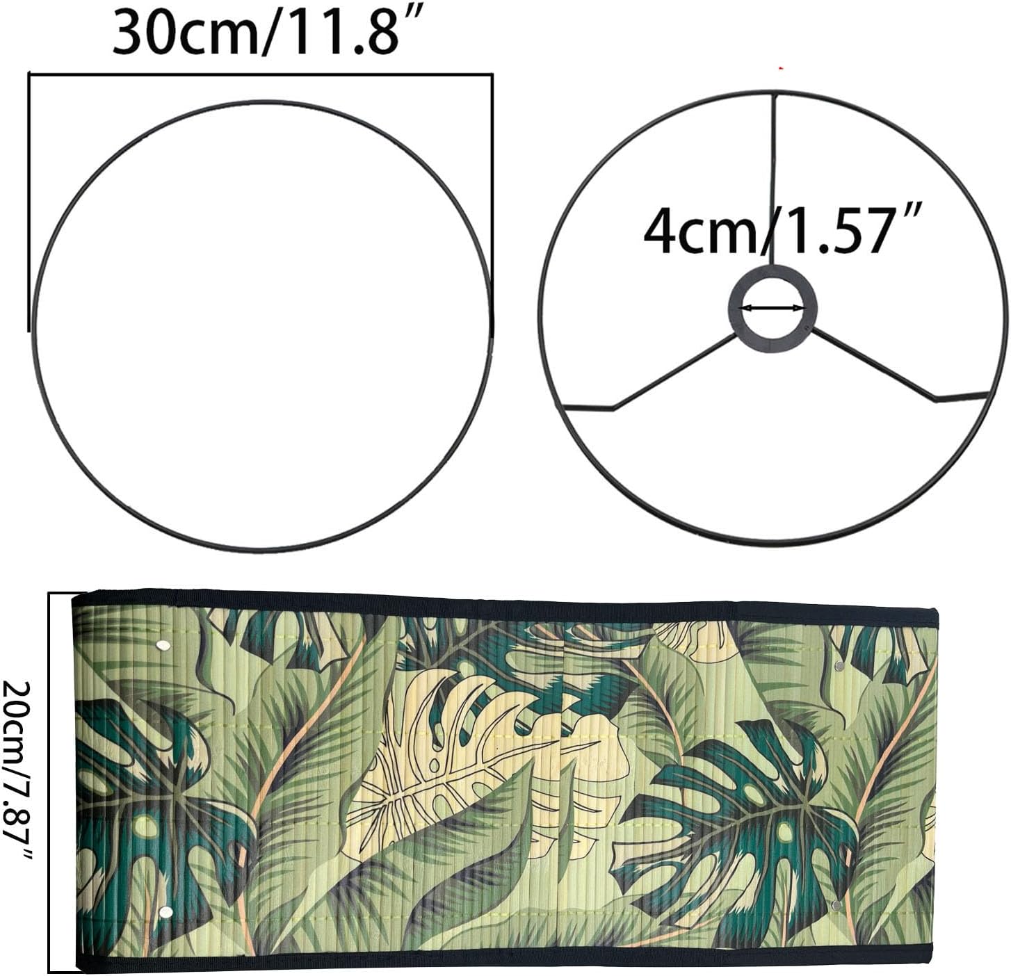 Green Leaves Lamp Shades E27 Vintage Lampshade 11.8" x 7.9" Printed Oval Lamp Cover for Table Floor Light Chandelier(Green Leaves)