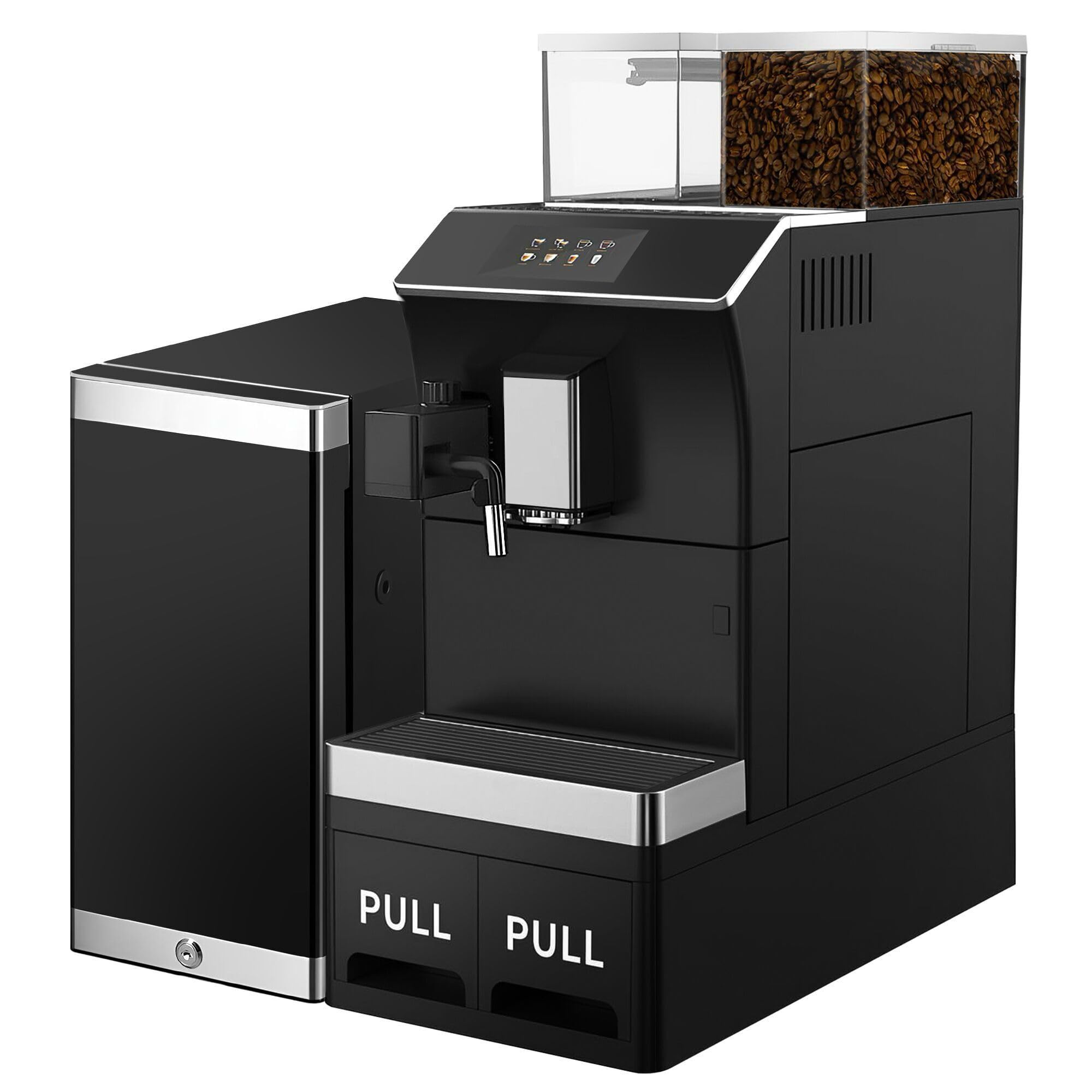 GGM Gastro Kaffeevollautomat 16 Programme mit 5 Zoll Touchscreen | Ideal für die Gastronomie, flexible Wasserzufuhr, intuitive Bedienung, hochwertige Materialverarbeitung, zeitsparend