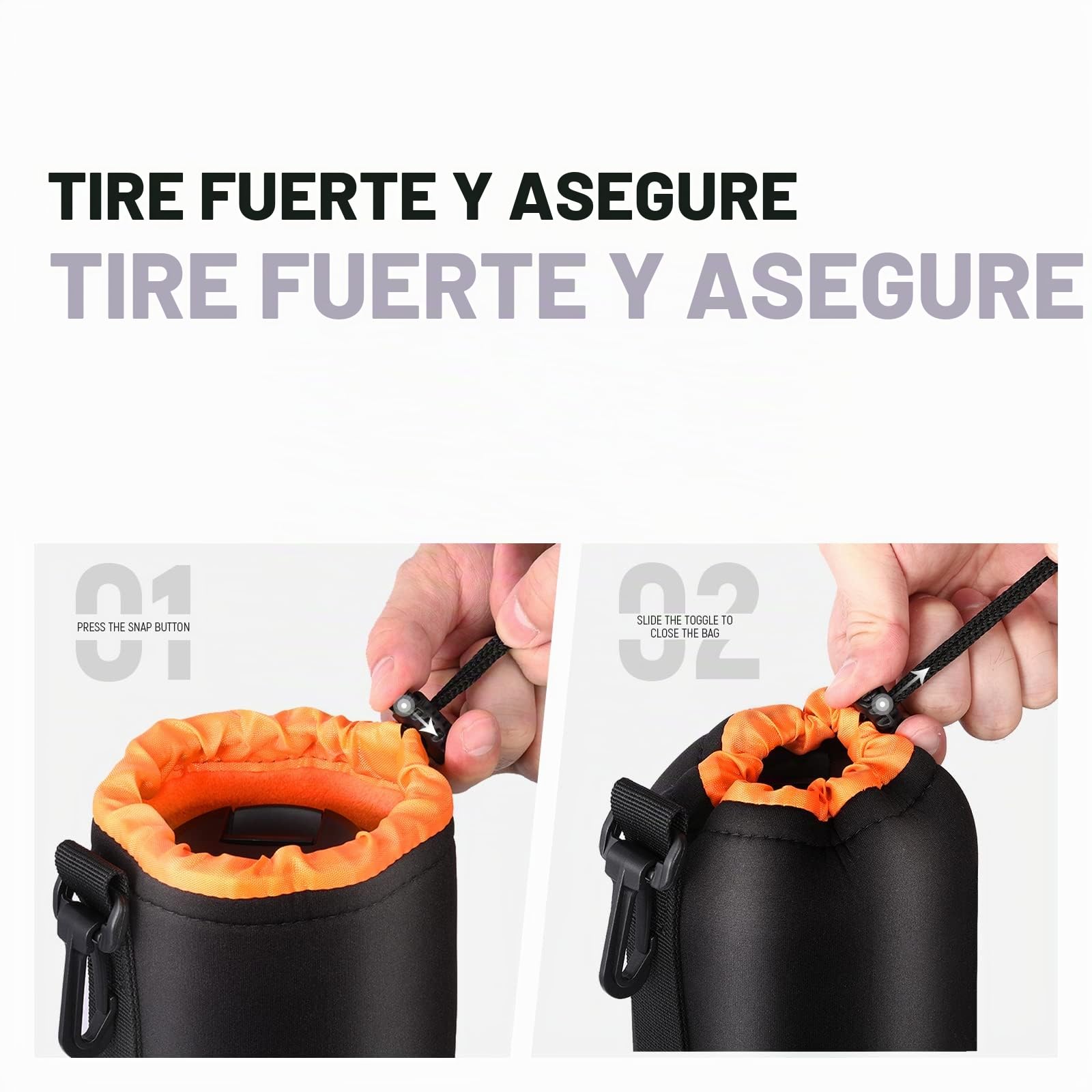 NEEWER Estuche para Lente de Cámara (Paquete 4 / 4 Tamaños) Bolsa Protectora Gruesa con Diseño de Cordón Interior Naranja Bolsa de Neopreno de Felpa Suave Compatible con Lente Sony Canon Nikon DSLR