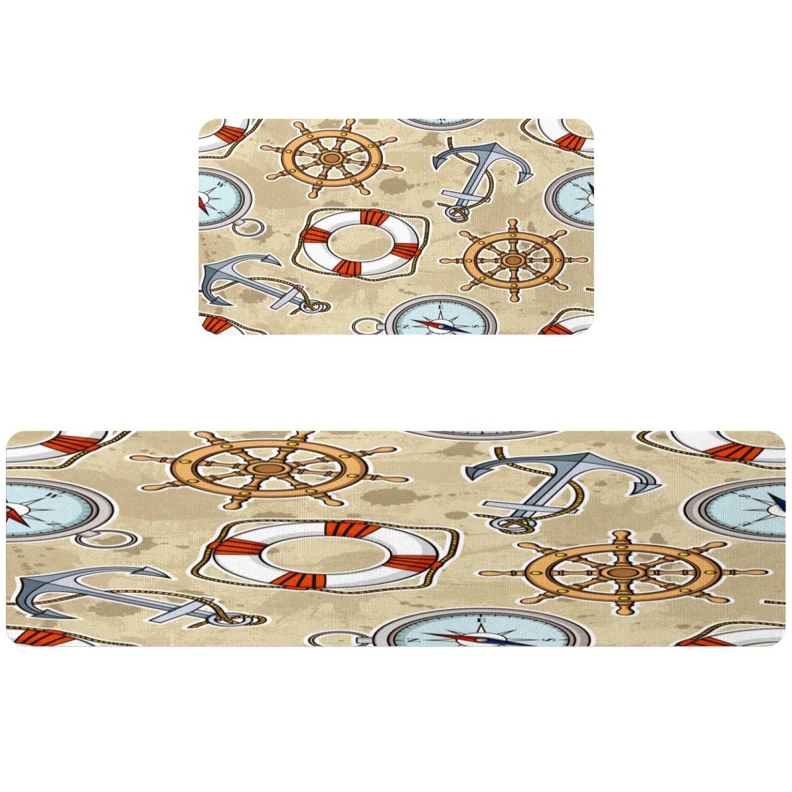 Tapis de cuisine ancre nautique lot de 2 lavables pour couloir et buanderie