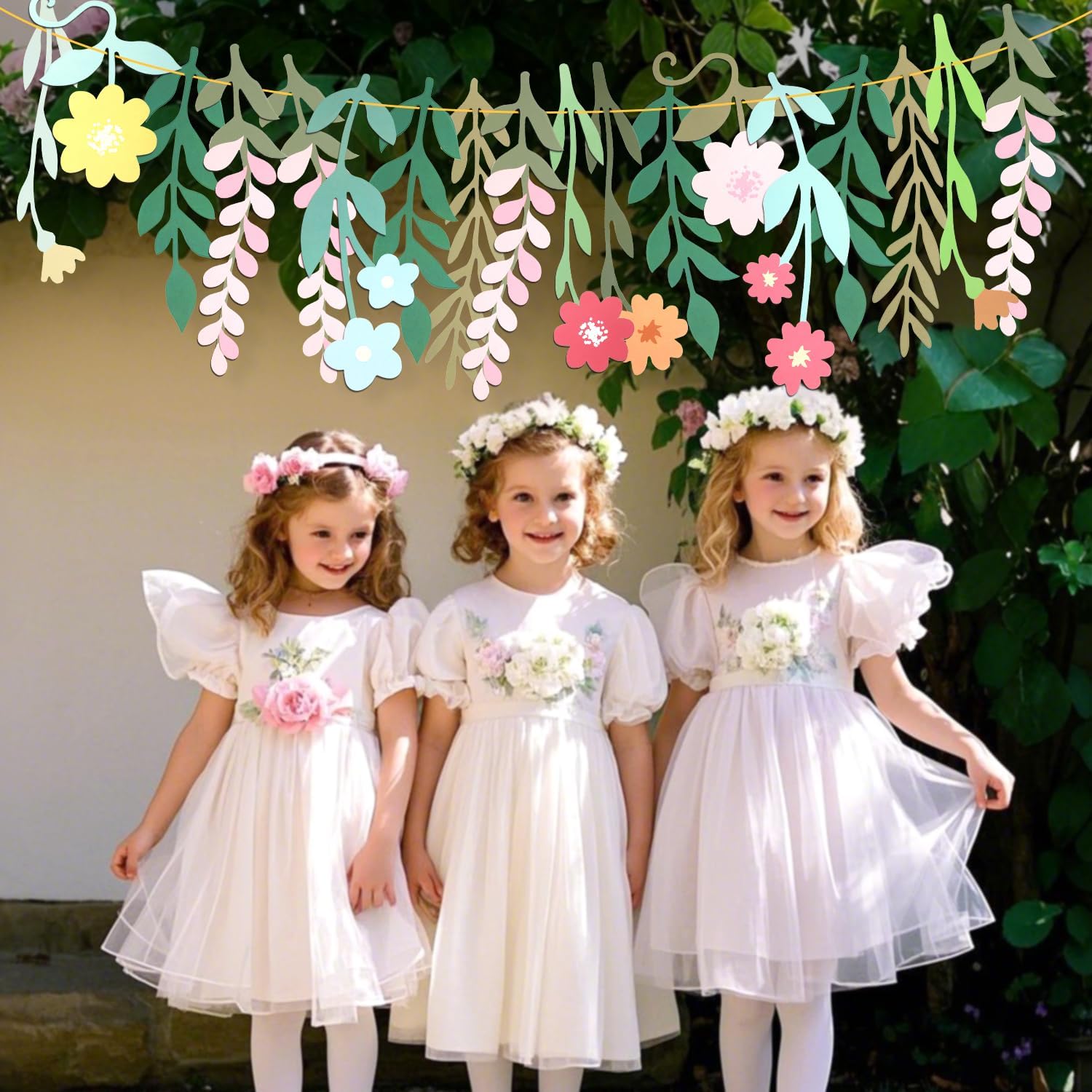 Flower Banner, Paper Floral Leaf Banner Colorful Double-Sided Wildflowers Garland Boho Wild Flower Party Decorations for Garden Birthday Wedding Backdrop Baby Shower Decor - Image 6