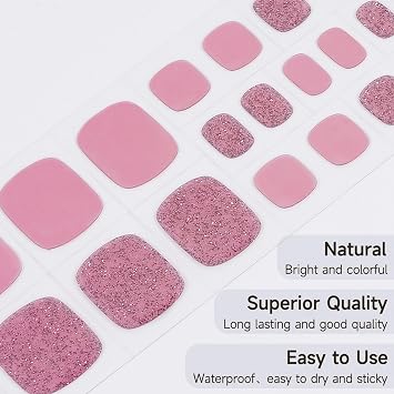 Semi Cured Gel Pedicure Strips, Cherry Blossoms Falling | 26 PCS Gel Nail Strips Works with Any UV Light, Salon Quality Nails Stickers,Easy to Apply & Remove