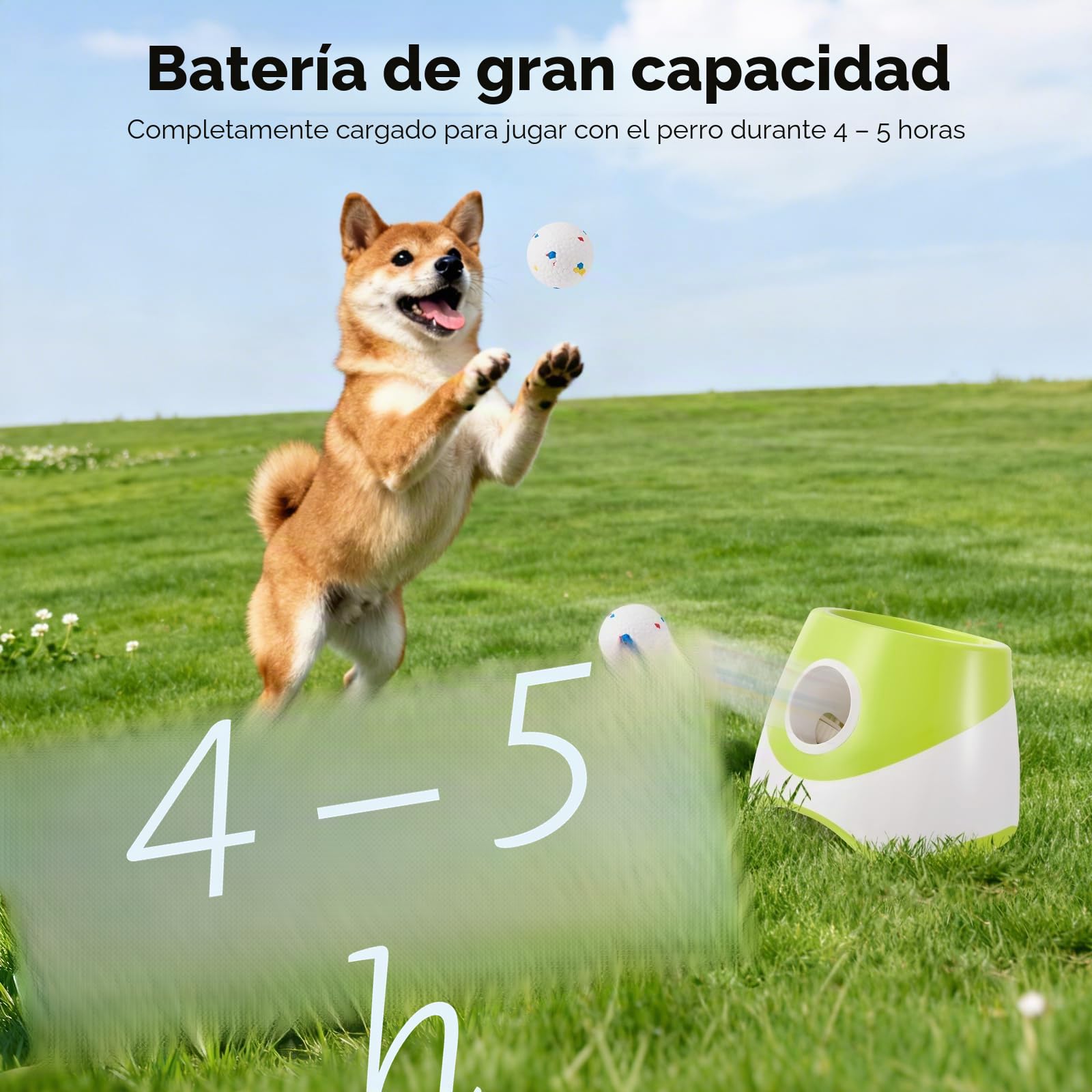 Dispara pelotas para perros, lanza bolas para perros automática, bola interactiva con 6 mini de tenis, lanzador de pelotas de tenis, distancias ajustables 3/6/9 m para pequeñas y medianas