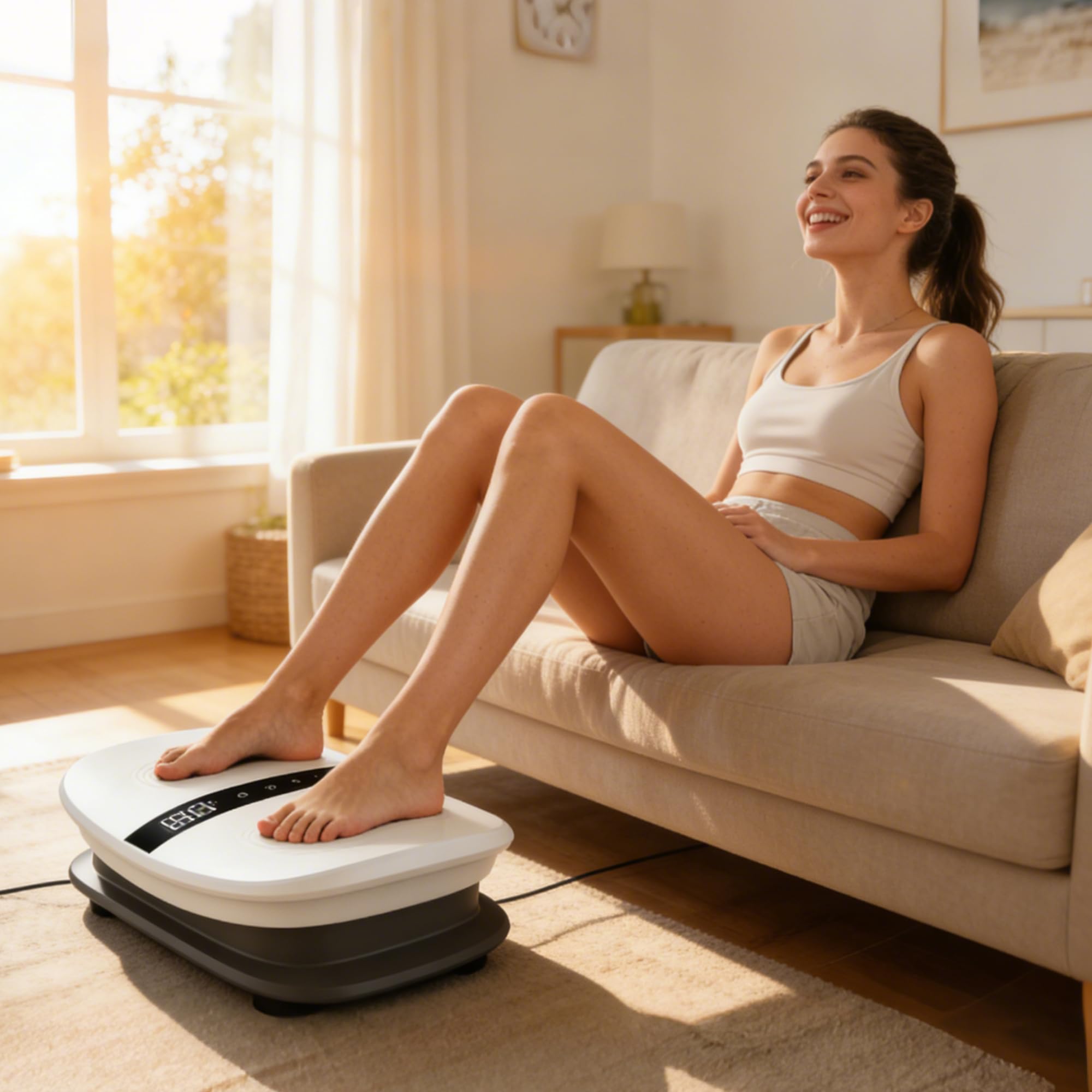 Vibrationsplatte, Fettverbrennung&Muskelaufbau, Ganzkörper-Vibration, Integrierter Bluetooth-Lautsprecher, 30 einstellbare Geschwindigkeiten, leiser Motor, Rüttelplatte für Frauen & Männer, 120KG