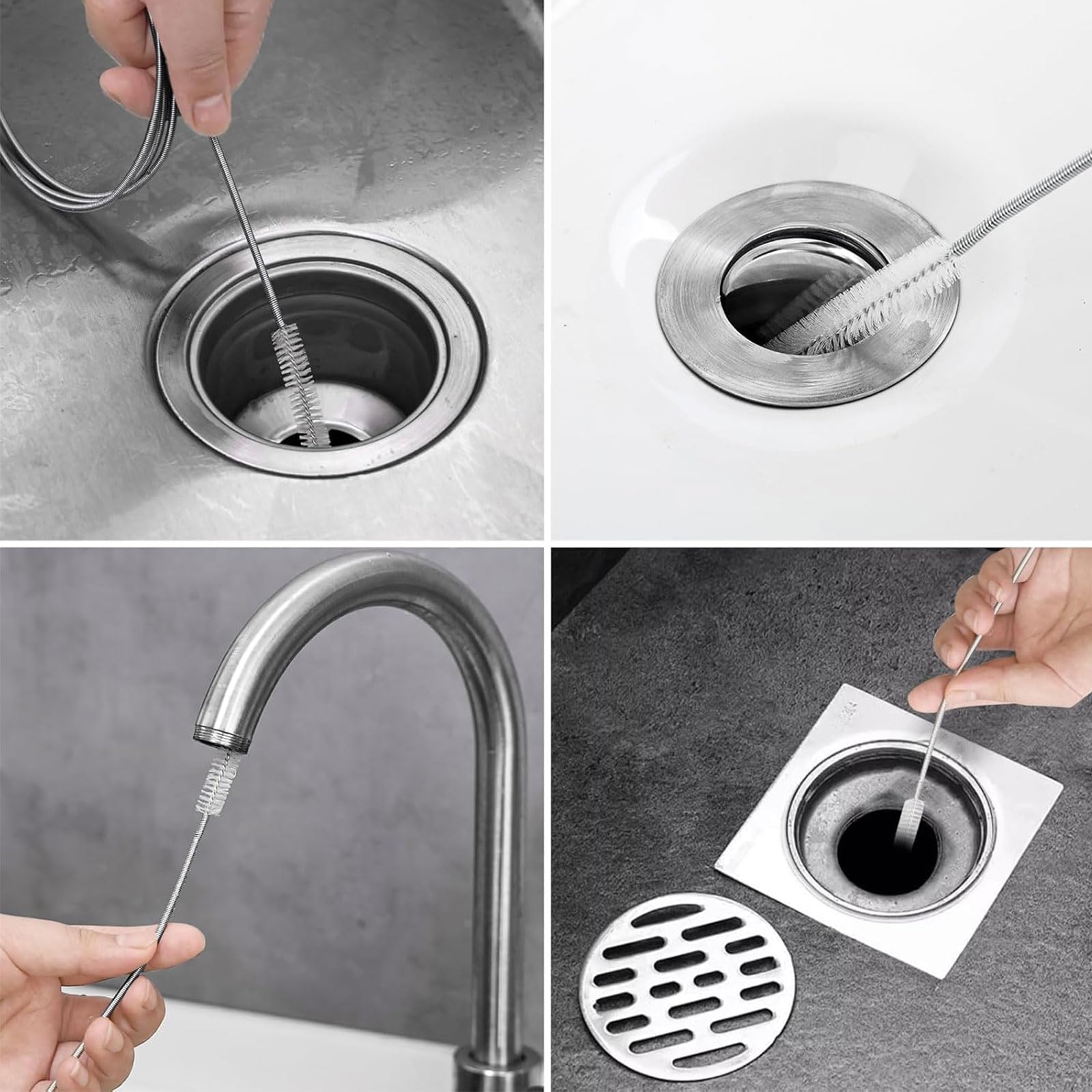 Spazzola flessibile per la pulizia del lavandino di scarico, 150 cm,spazzola per la pulizia del frigorifero,Spazzola per Tubi in Acciaio Inox,Strumento,per lavello