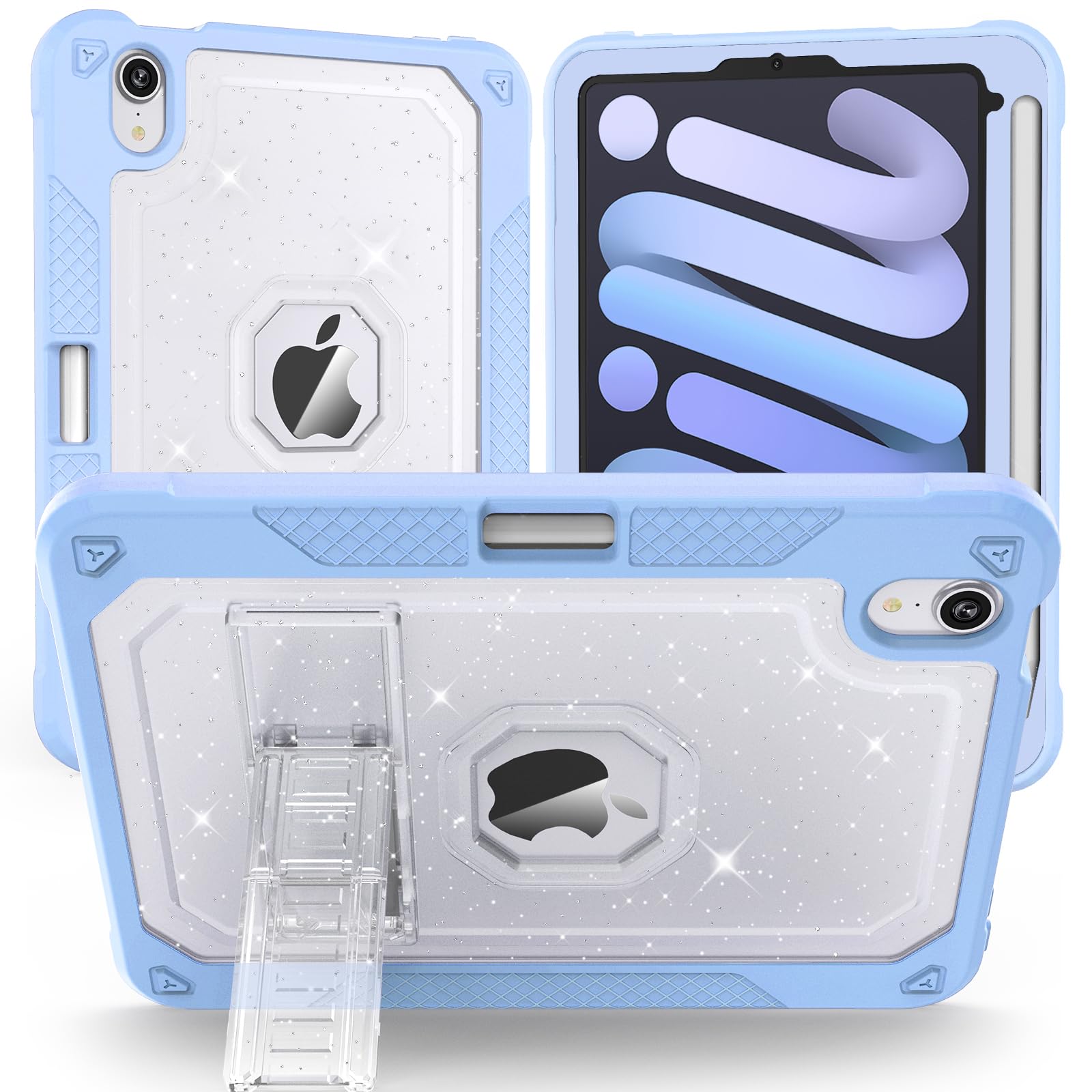 ZoneFoker Case for iPad mini A17 Pro, for iPad mini 7th/6th Generation Case 8.3 inch 2024/2021 with Pencil Holder/Stand, Slim Cover for i Pad Mini 7/6