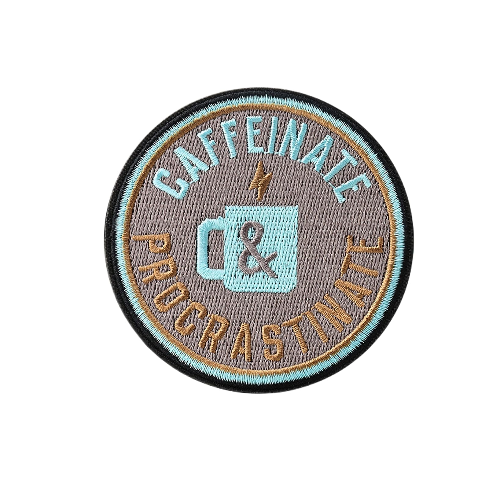 Caffeinate and Procrastinate Patch, Morale Patch, Meme Patch, Moral Patches, Military Patch, Hook and Loop, Embroidered Patches for Tactical Backpack, Murph, Veteran Owned Brown