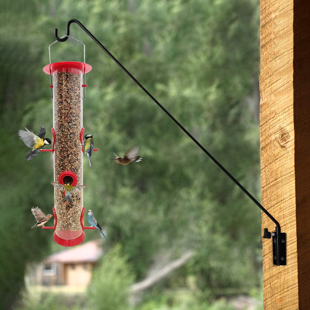 MIXXIDEA Strapazierfähige, erweiterte Reichweite, Wandhaken, Wandstange, Halterung, Richtung und Länge, verstellbare Pflanzenhalterung für Vogelfutterspender, Pflanzgefäße, Talgkörbe, Laternen