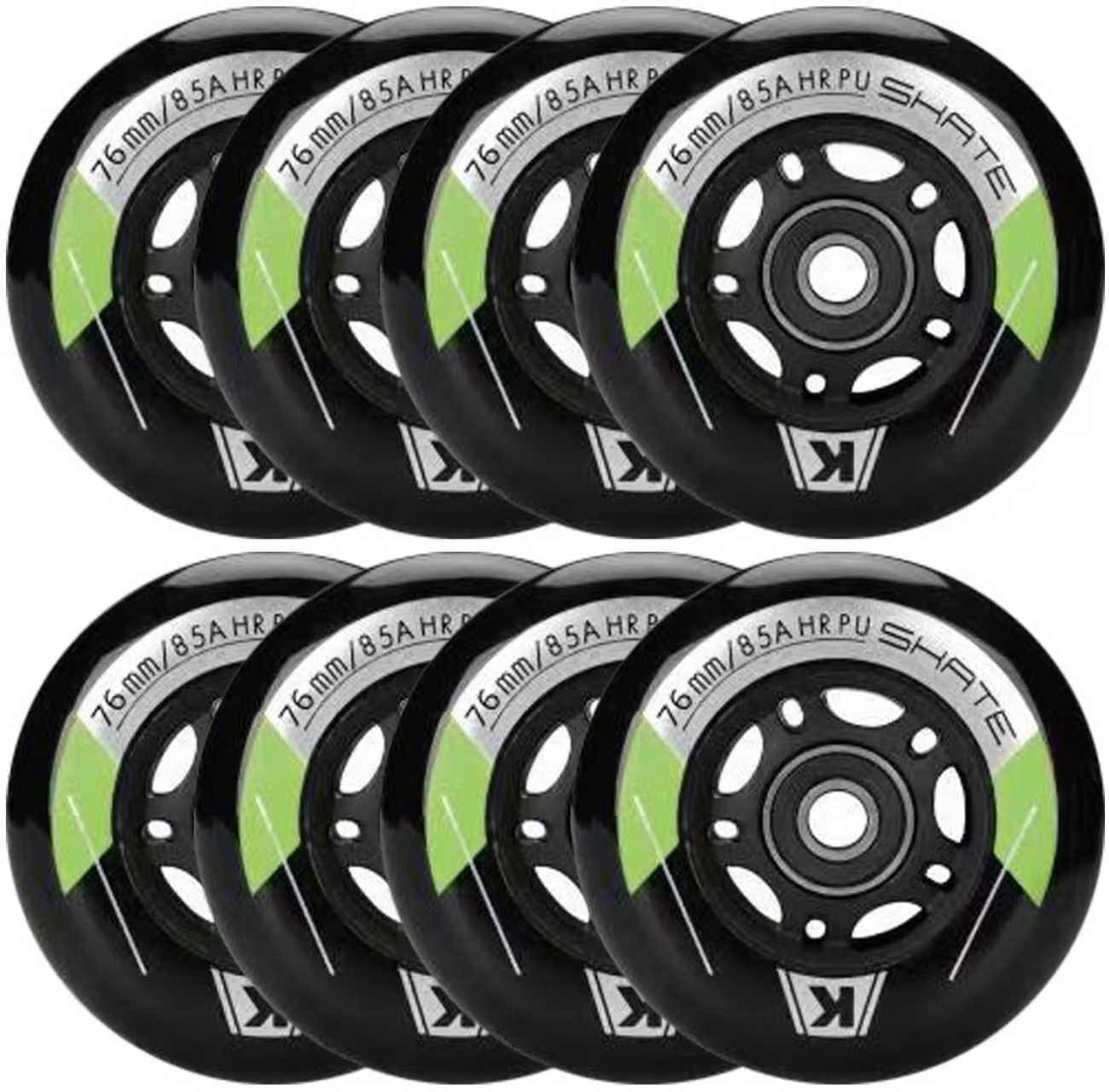 8 Pack Inline Skate Wheels 64mm, 70mm, 72mm, 76mm, 80mm - ABEC9 Bearing - 85A Durometer PU - Compatible with Rollerblade, Roller Derby, K2 Skate