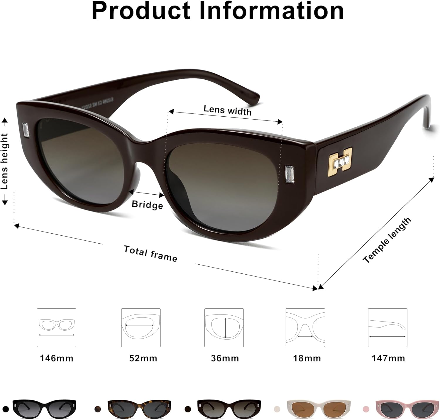 Miniatura 6 de SOJOS Gafas de sol polarizadas rectangulares de moda retro Y2K gafas de sol estrechas SJ2266