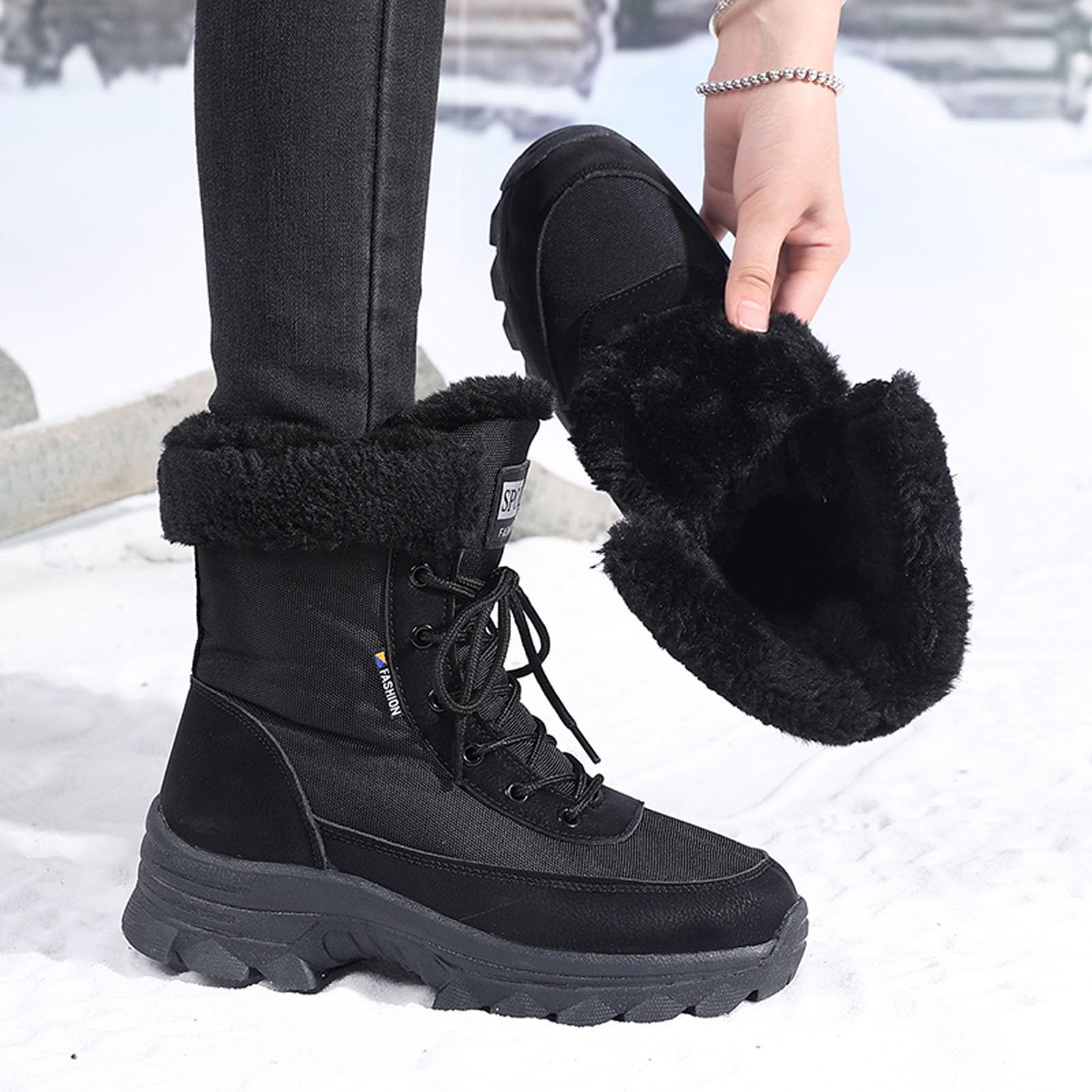 Snowboot DamenPflegeleichte Damen-Winterschuhe für kaltes Wetter mit Rutschfester Sohle warmem Innenfutter stilvolle Stiefeletten für Schnee Frost