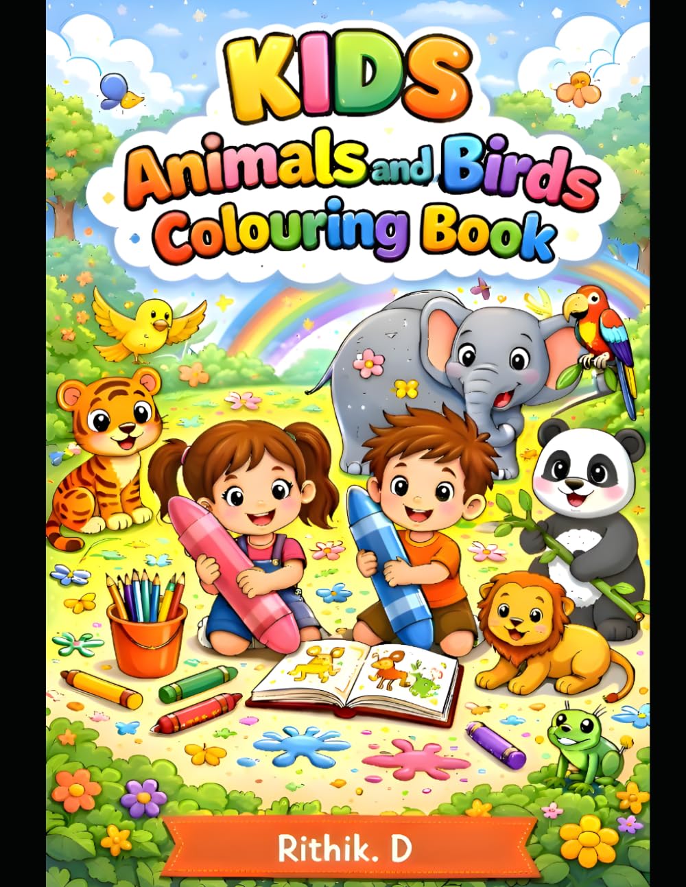 KIDS Animals and Birds Colouring Book for Ages 3–6: Fun and Easy Coloring Pages for Toddlers & Preschoolers