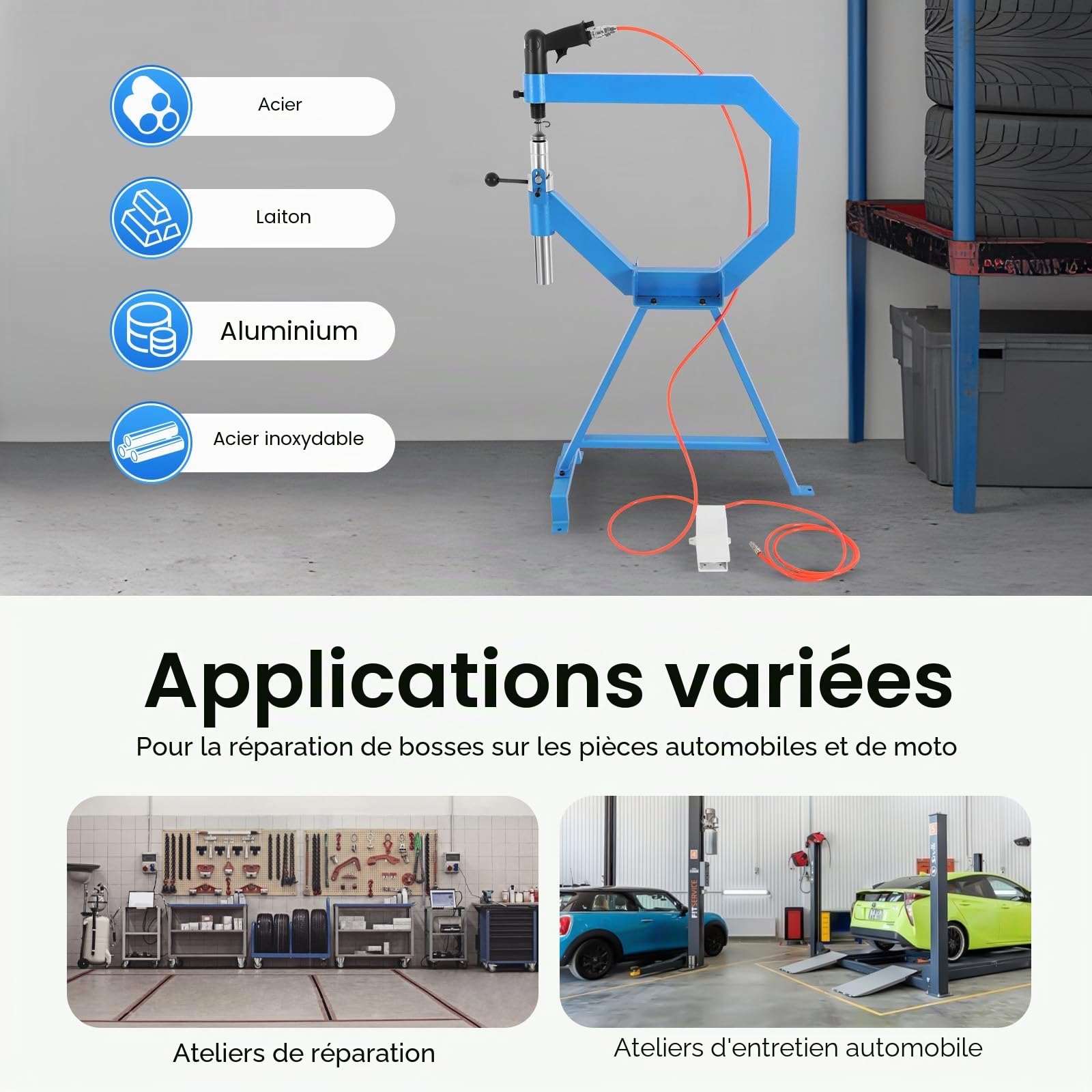 Marteau pneumatique Planishing Marteau à planifier, pour façonner des tôles, étirement en aluminium, cuivre, laiton pour augmenter l'efficacité