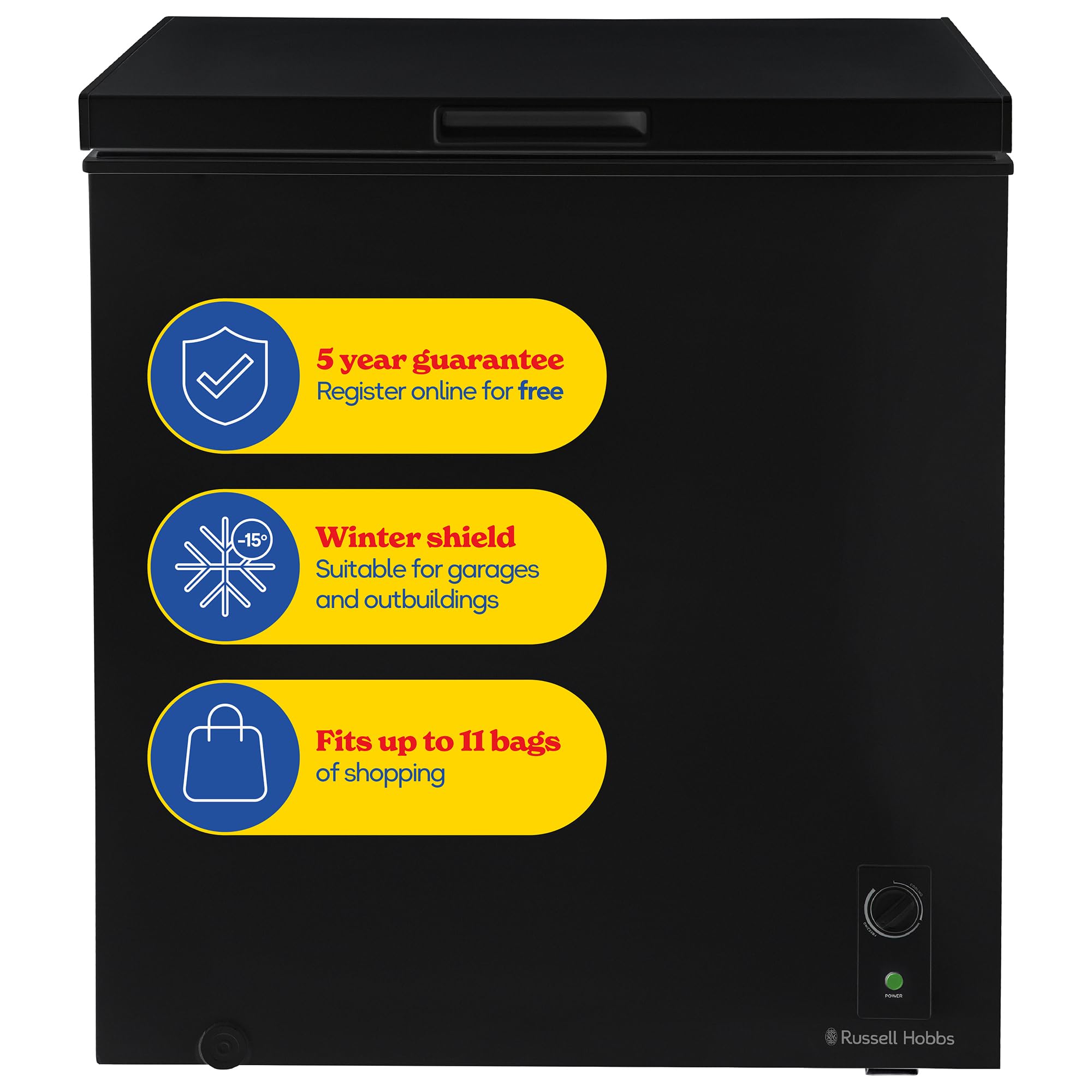 Russell Hobbs White Chest Freezer 198L Freestanding with 5 Year Warranty, Adjustable Thermostat, Chill or Freeze Function, 4 Star Freezer Rating & Suitable for Outbuildings & Garages RH198CF0E1W — view 25