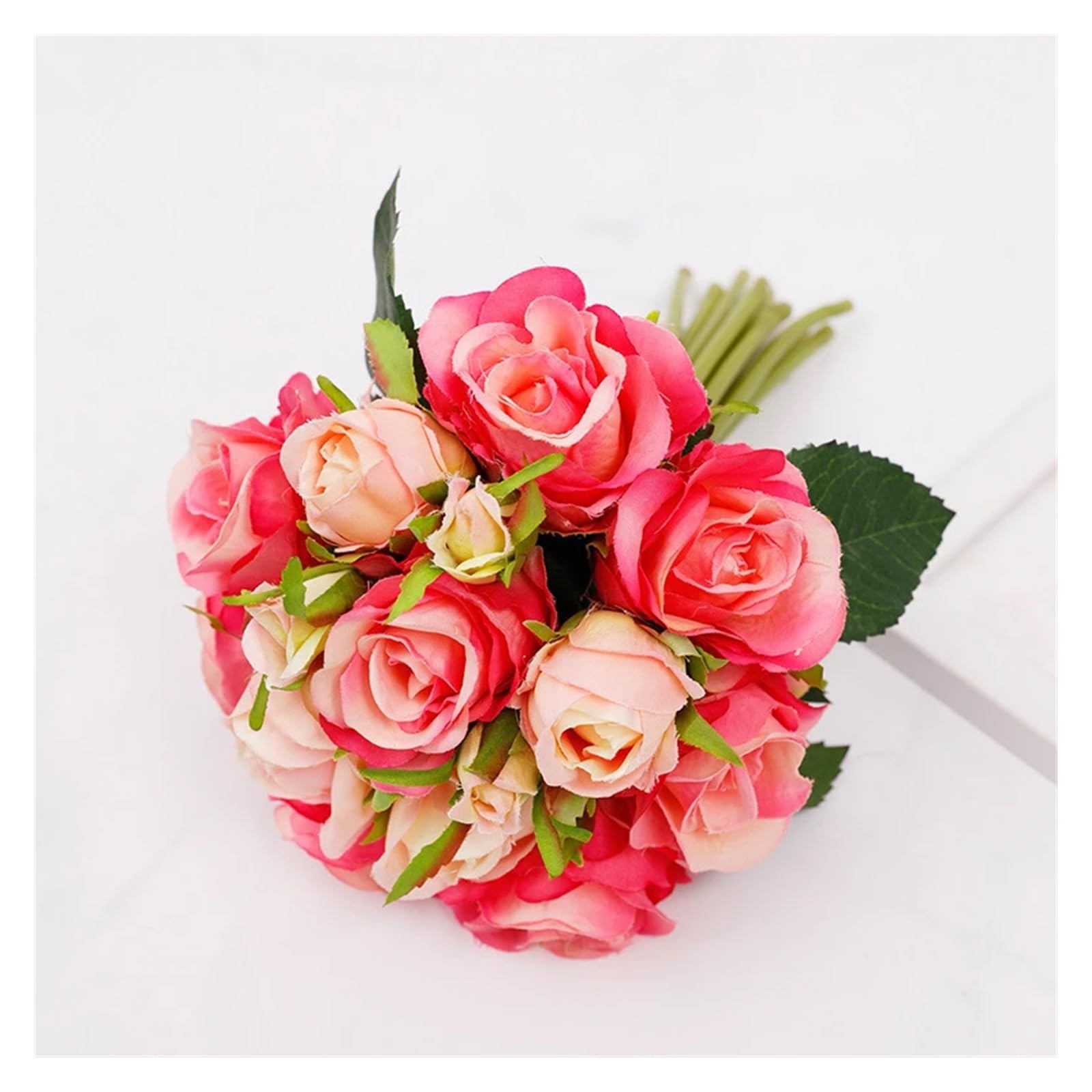 HJRegaFimu Artificial Flowers 1 Bunch Simulation Rose Bouquet Fake Roses Bridal Christmas Wedding Party Home Decoration Decorations(rose-red)