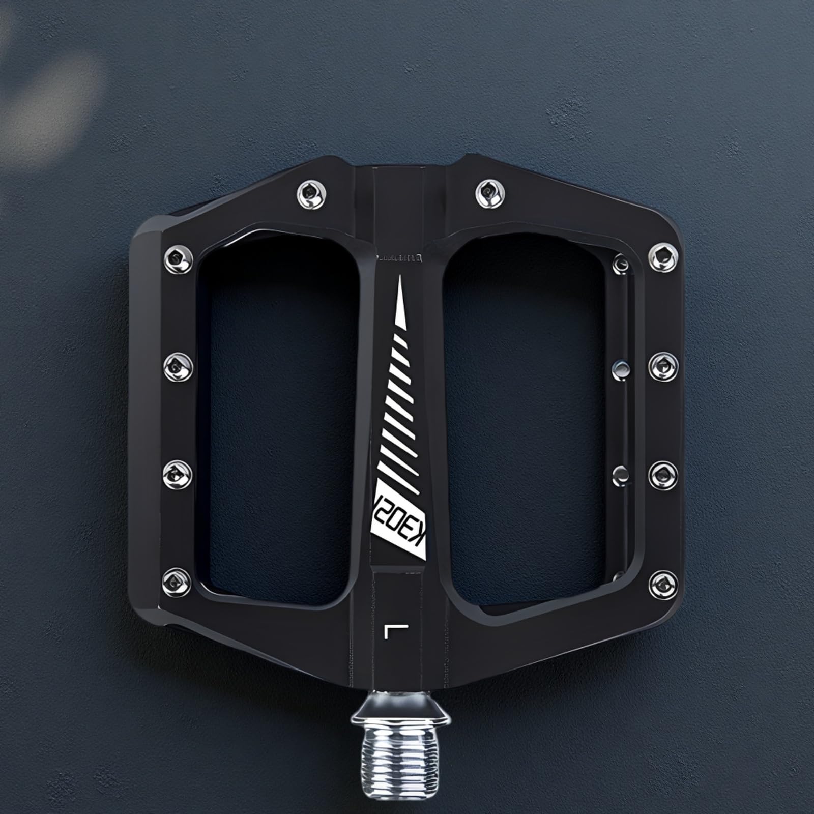 Mountainbike-Pedale K3021ST, Plattform aus Aluminiumlegierung mit Titanachse, 4 abgedichtete Lager, 96 x 95 mm, MTB-Pedale aus Aluminium für Radfahren und Gelände, Schwarz