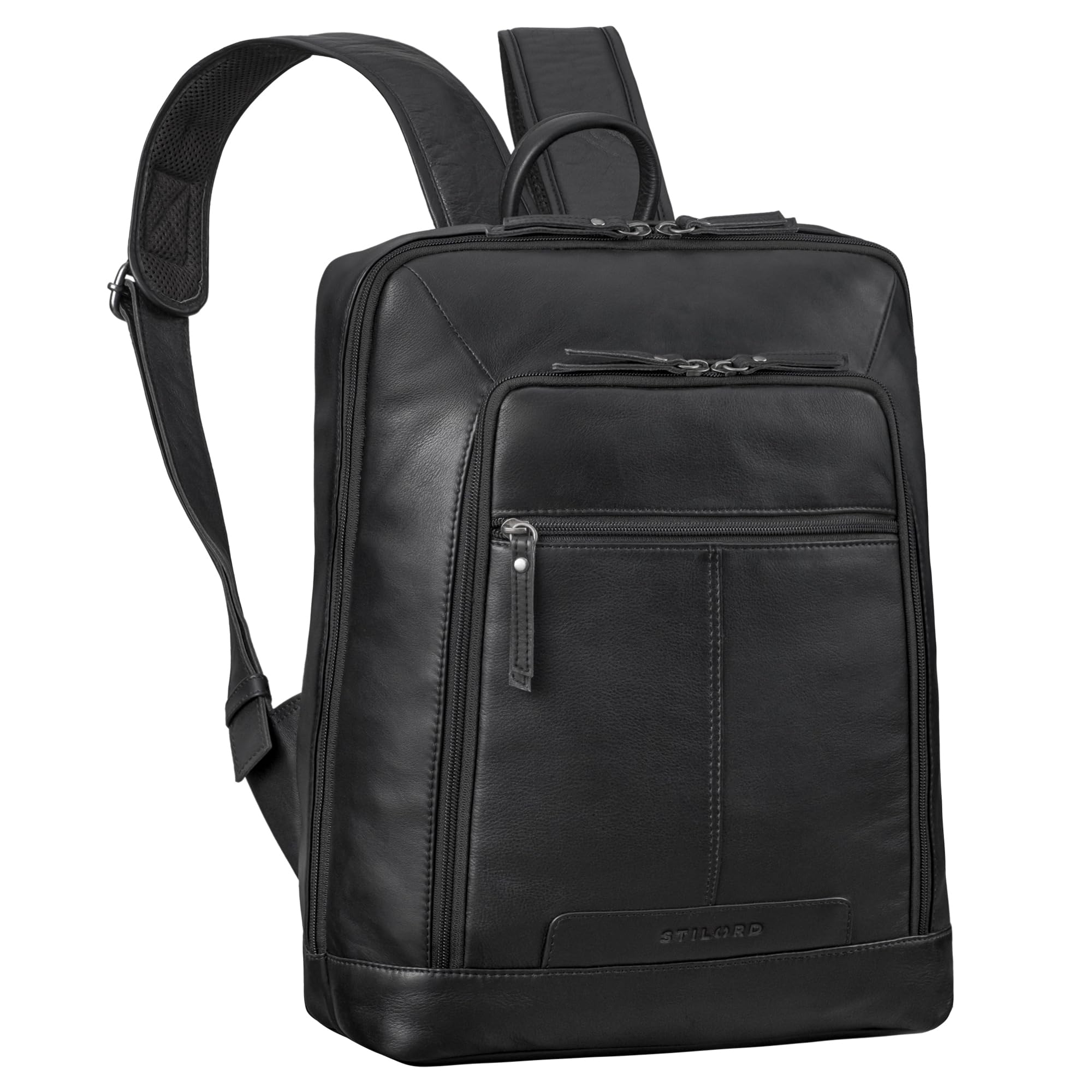 STILORD "Giulio" Elegante Zaino Pelle Uomo Porta PC 15,6-16 Pollici con Molti Scomparti - Zainetto Pelle Vera XL Laptop Backpack Come Zaini Lavoro & Tempo Libero Colore:nero