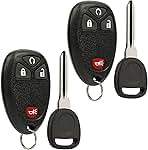 Car Key Fob Keyless Entry Remote with Ignition Key fits Chevy Silverado Avalanche Traverse / GMC Sierra Acadia / Pontiac Torrent / Suzuki XL-7, Set of 2