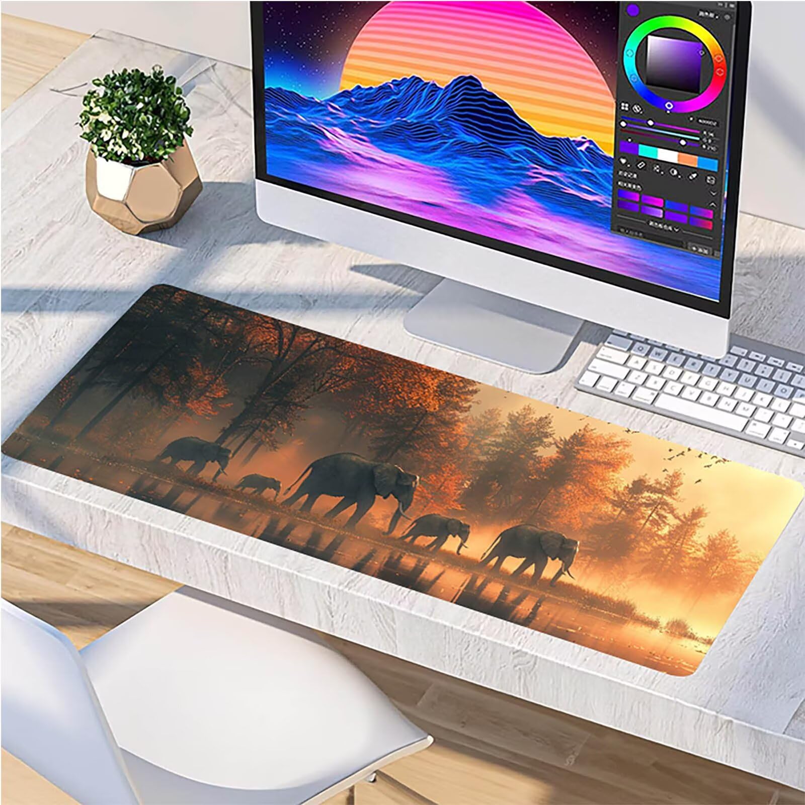 Tappetino Mouse Elefante, Tappetino Mouse XXL 1500 x 800 mm, Gaming Mouse Pad con Base in Gomma Antiscivolo, Mousepad Migliorare la Velocità e la Precisione, Ufficio Accessori Gaming, Verde 6-5475