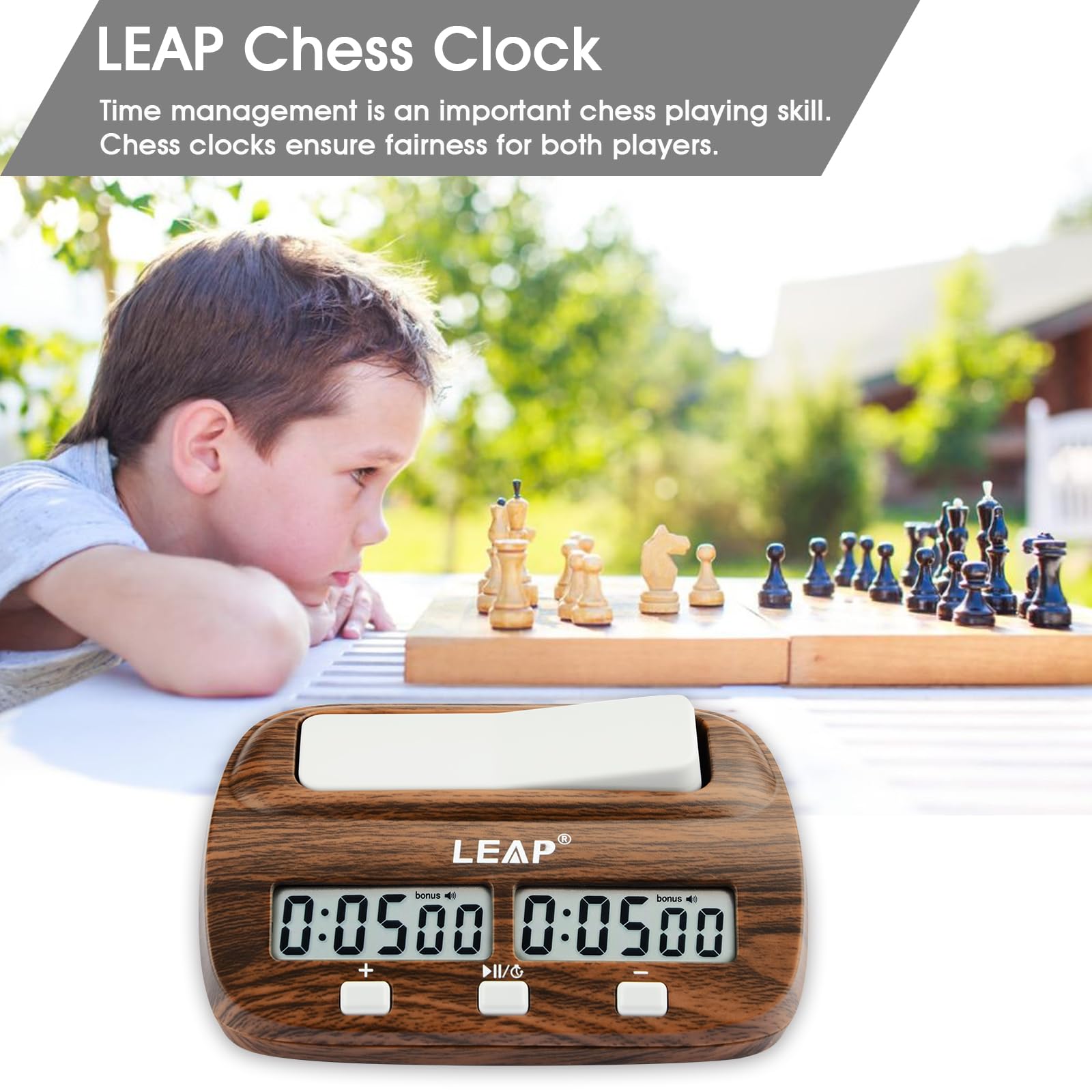 Reloj de ajedrez Digital con retardo de bonificación, Temporizador portátil con Funciones de Torneo y Tiempo de bonificación, Temporizador Profesional para Juegos de Mesa