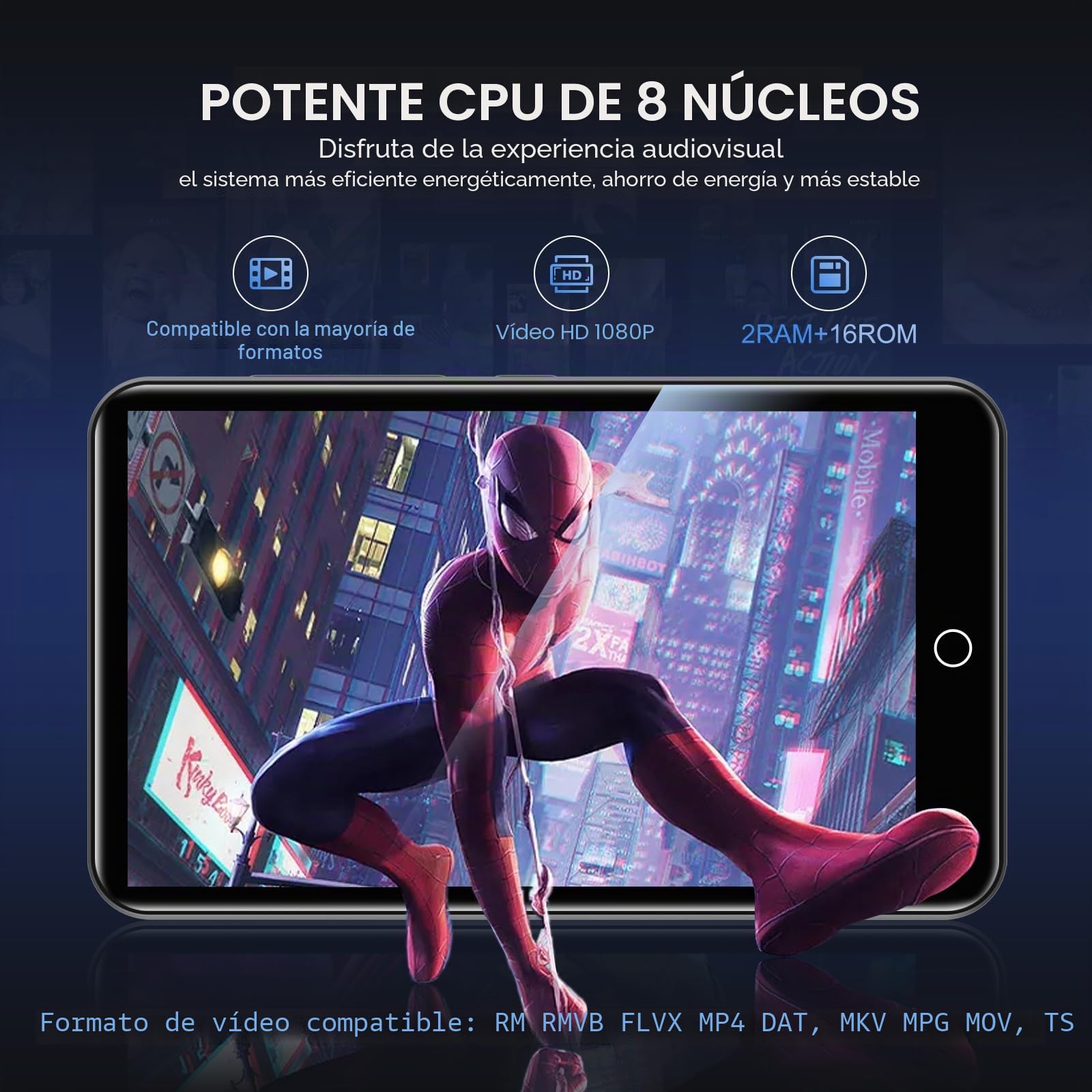 Reproductor MP3 con Bluetooth y WiFi, ZAQE 80 GB de Memoria y Sistema operativo Android, Pantalla táctil de 4 Pulgadas, música de Spotify, Altavoz Integrado, Radio FM, Reproductor MP4 para niños.