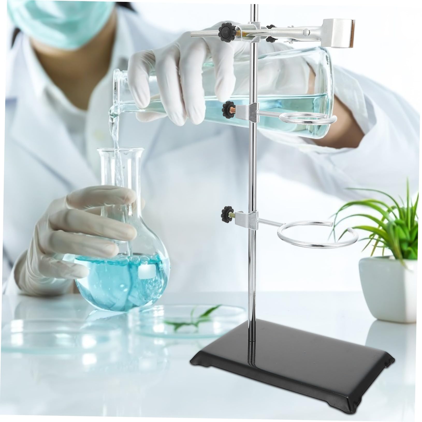 Holibanna Support de Laboratoire avec Base Stable Kit Complet pour Fixation et Support Instruments Chimiques Matériel de Laboratoire pour Expériences de Filtration et Chauffage