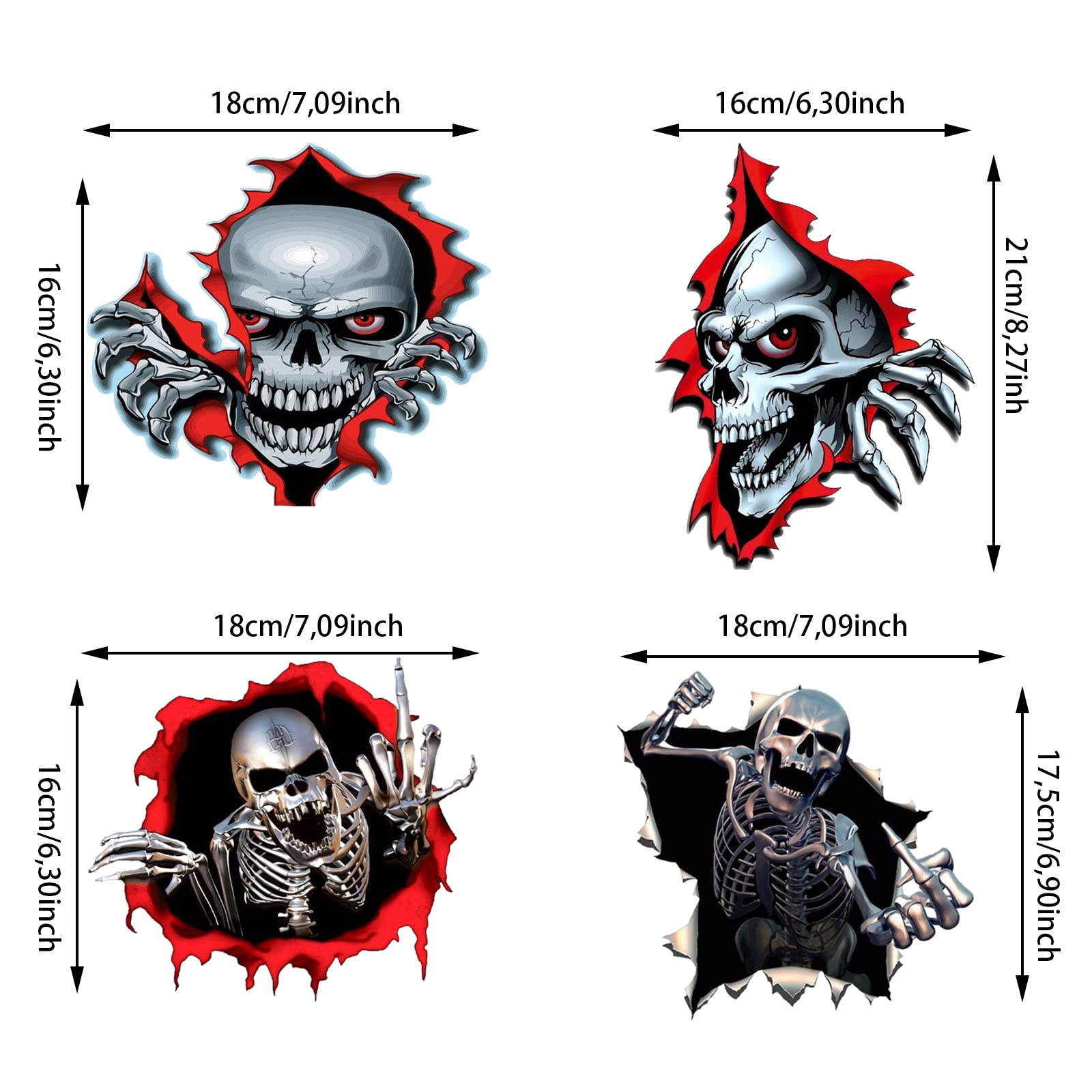 Calcomanias Skull Decoracion Vehiculo Pegatinas De Calavera Para Auto - 2  Unidades, 14x15 Cm - Estilo Rebelde Y Metálico Calcomanias Moto Estilo  Rebelde, image size:1600x1600