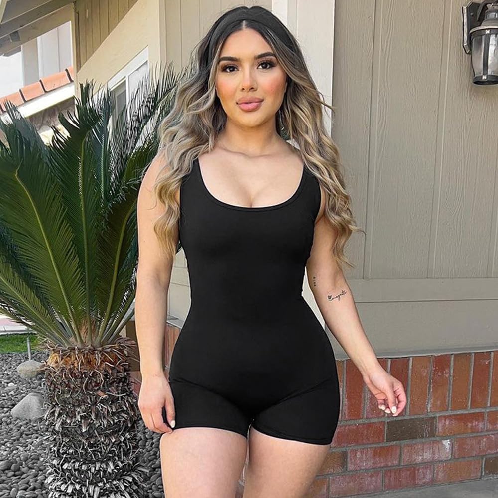 Mono Mujer Verano Corto Sin Manga Jumpsuit Mujer Deportivo con Cuello en U Sexy Jumpsuit Casual Elegante para Push-up Jogging Fitness Yoga Ejercicio