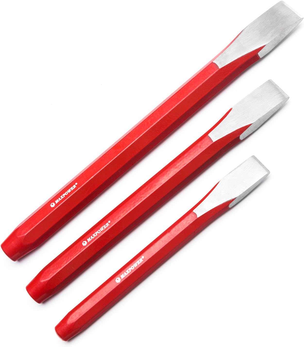 MAXPOWER 3Piece Heavy Duty Cold Chisel Set, All Purpose Octagonal