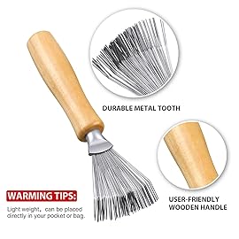 Boao 2 Pieces Hair Brush Cleaning Tool Comb Cleaner Brush Mini Comb Cleaning Hair Remover Tool for Removing Dust Home and Salon Use(Black, Wood Color)