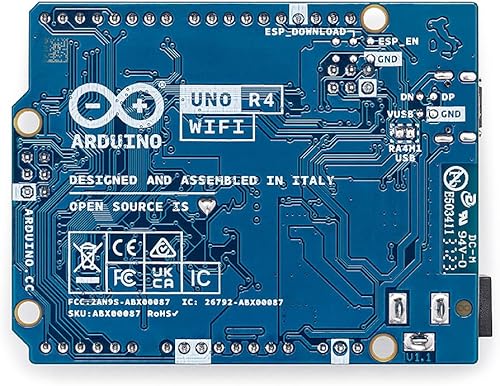 Miniatura 3 de Arduino UNO R4 WiFi ABX00087 - Renesas RA4M1 + ESP32-S3, Wi-Fi, Bluetooth, USB-C, CAN, DAC de 12 bits, OP AMP, conector Qwiic, matriz LED de 12 x 8