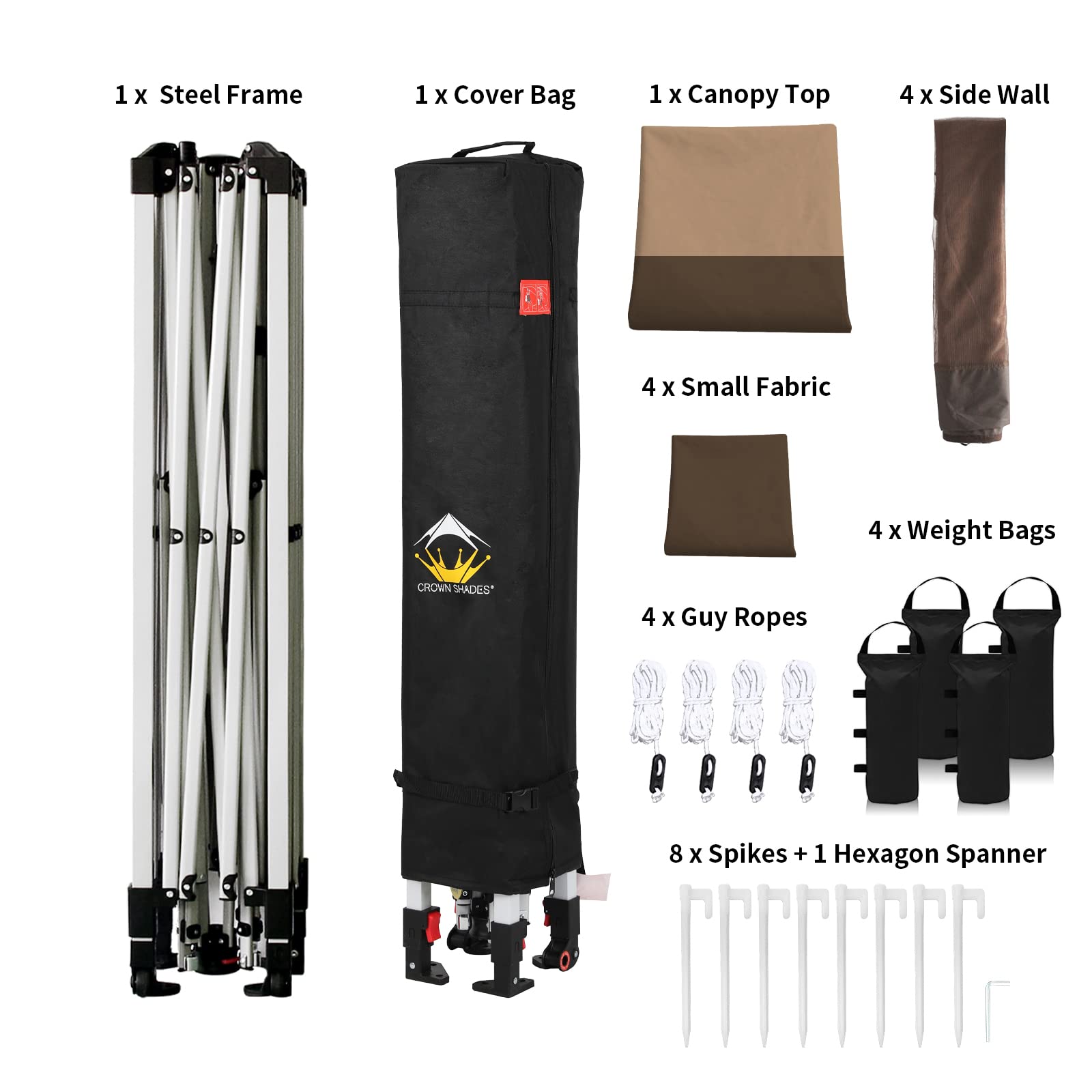 CROWN SHADES 13x13 Canopy Pop up Gazebo Canopy, Patented One Push Tent