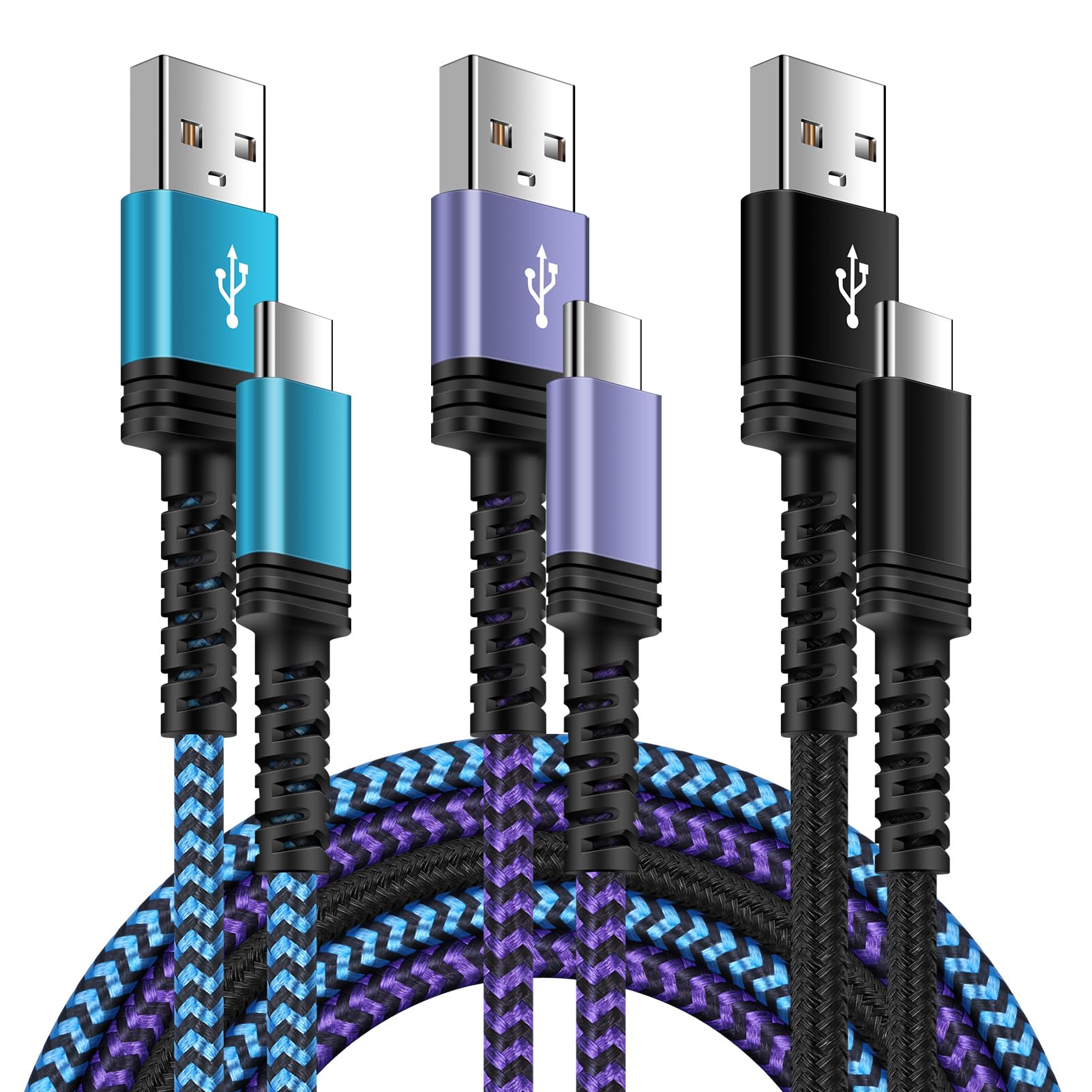 USB C Charger Cable Fast Charging Car Carplay Cable for iPhone 16 Plus/16e/16 Pro Max/15,Google Pixel 9a/9 Pro XL/8a/7/6,Samsung Galaxy A56 A16 5G S25 Ultra S24FE S23Plus,3Pack 6FT USB A to USB C Cord