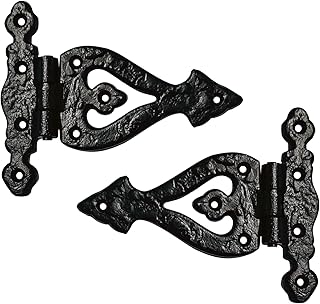Akatva T Hinge Set - 2 Piece Gate Hinges for Wooden Fences Heavy Duty - Barn Hinges for Doors - Black Hinges – Hinges for Shed Door - Door Hinges Black Matte - Hinges Outdoor - Fence Strap Hinge Set