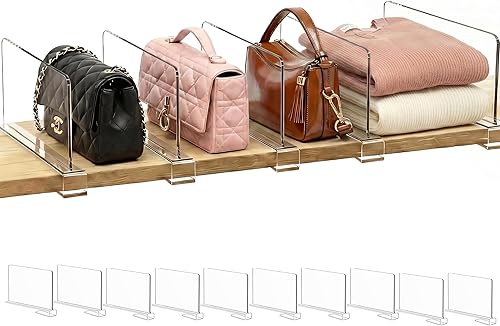Vista 12 de Divisores de Estante Organizador de Carteras para Clóset: Paquete de 16 Organizadores de Almacenamiento de Bolsas Acrílicas para Carteras, Clutches